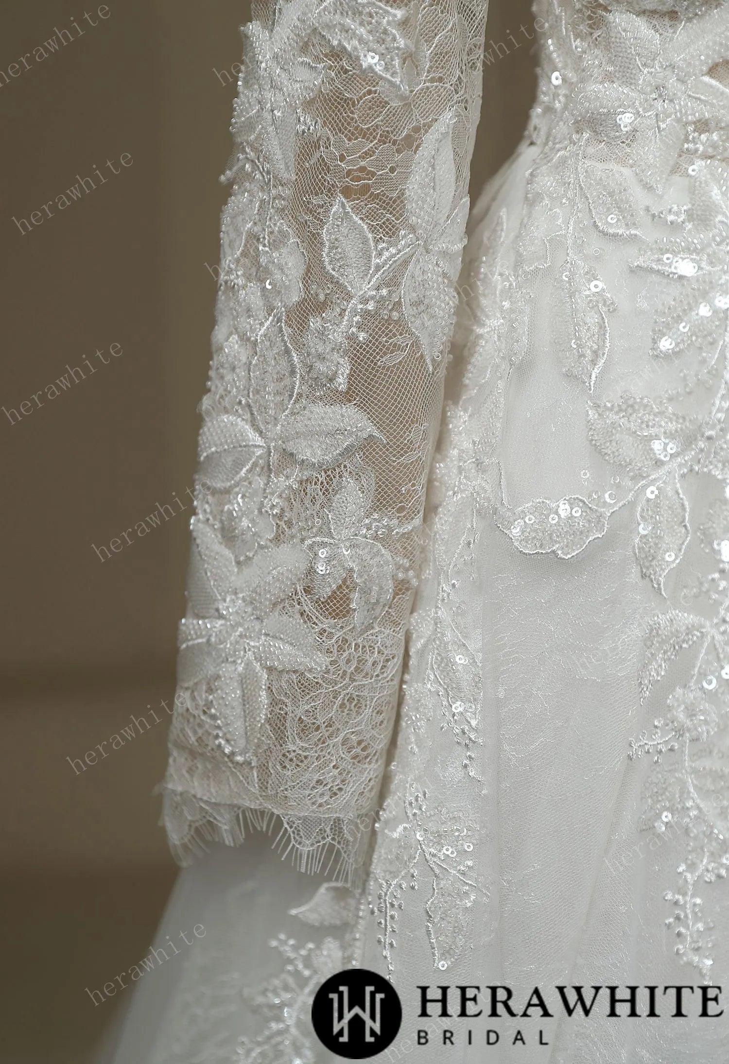 Ilusiion Lace Long Sleeve Sparkly Wedding Dress