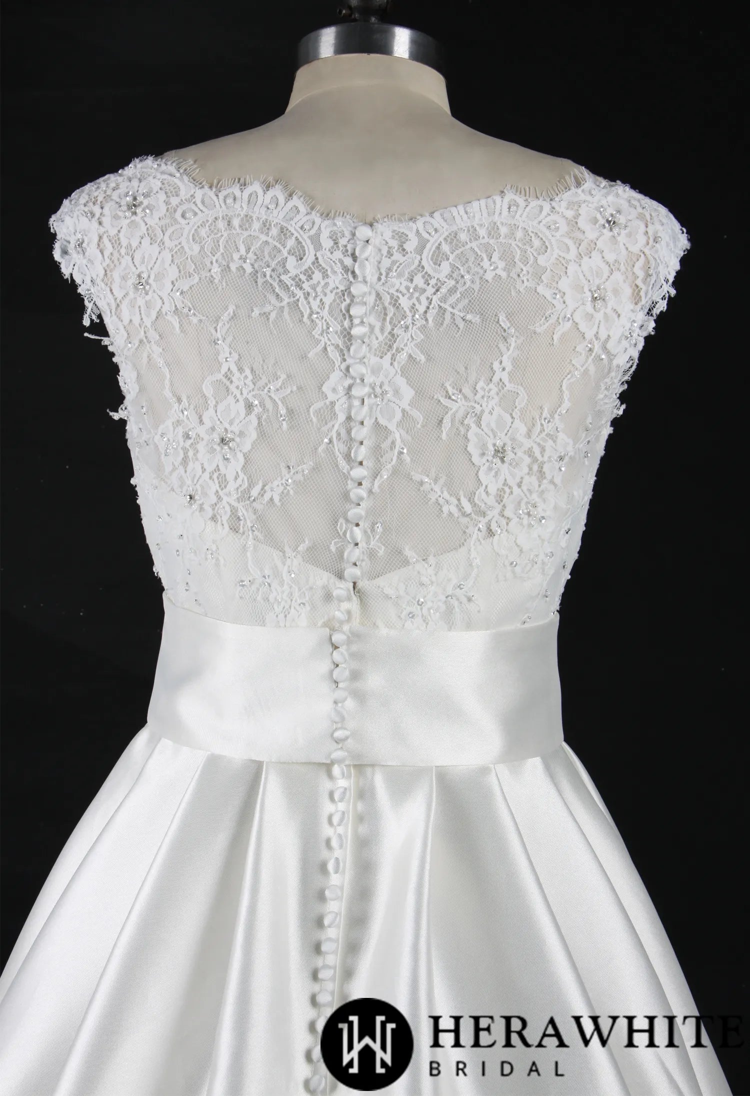 Satin Princess Wedding Gown With A Lovely Lace Bodice