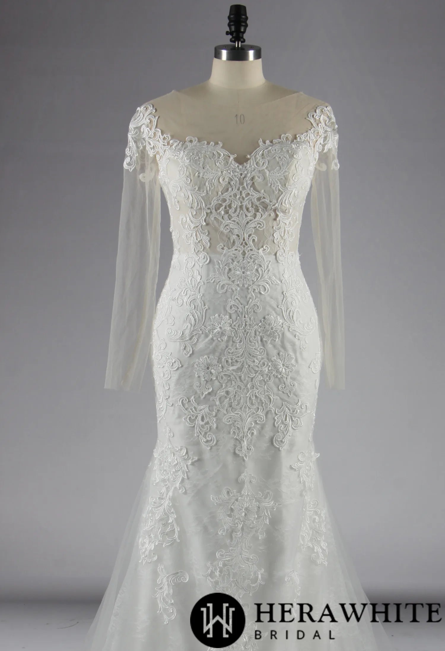 Plus Size Illusion Lace Fit and Flare Wedding Dress