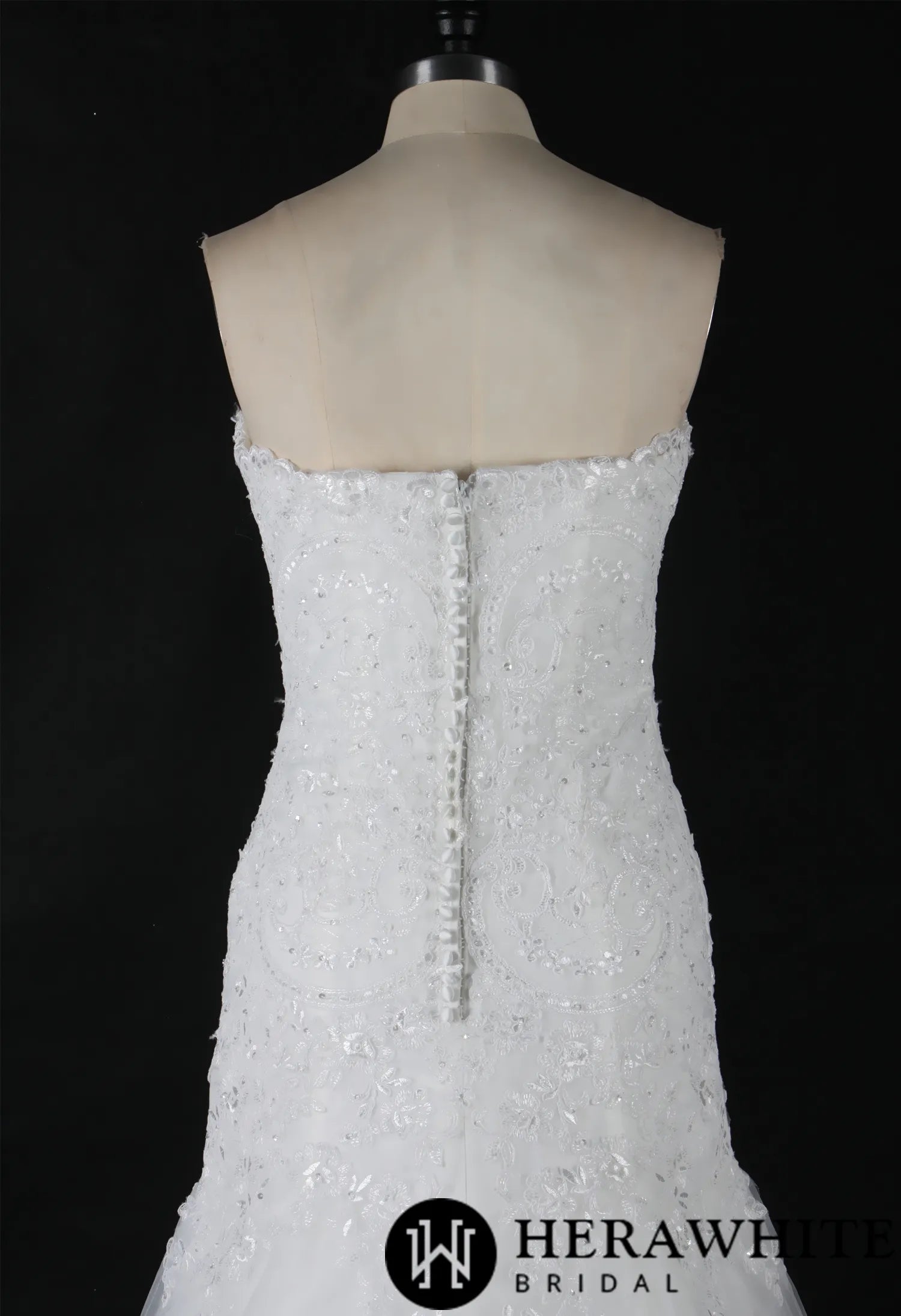 Strapless Sweetheart Lace Fit And Flare Wedding Dress With Sweep Train