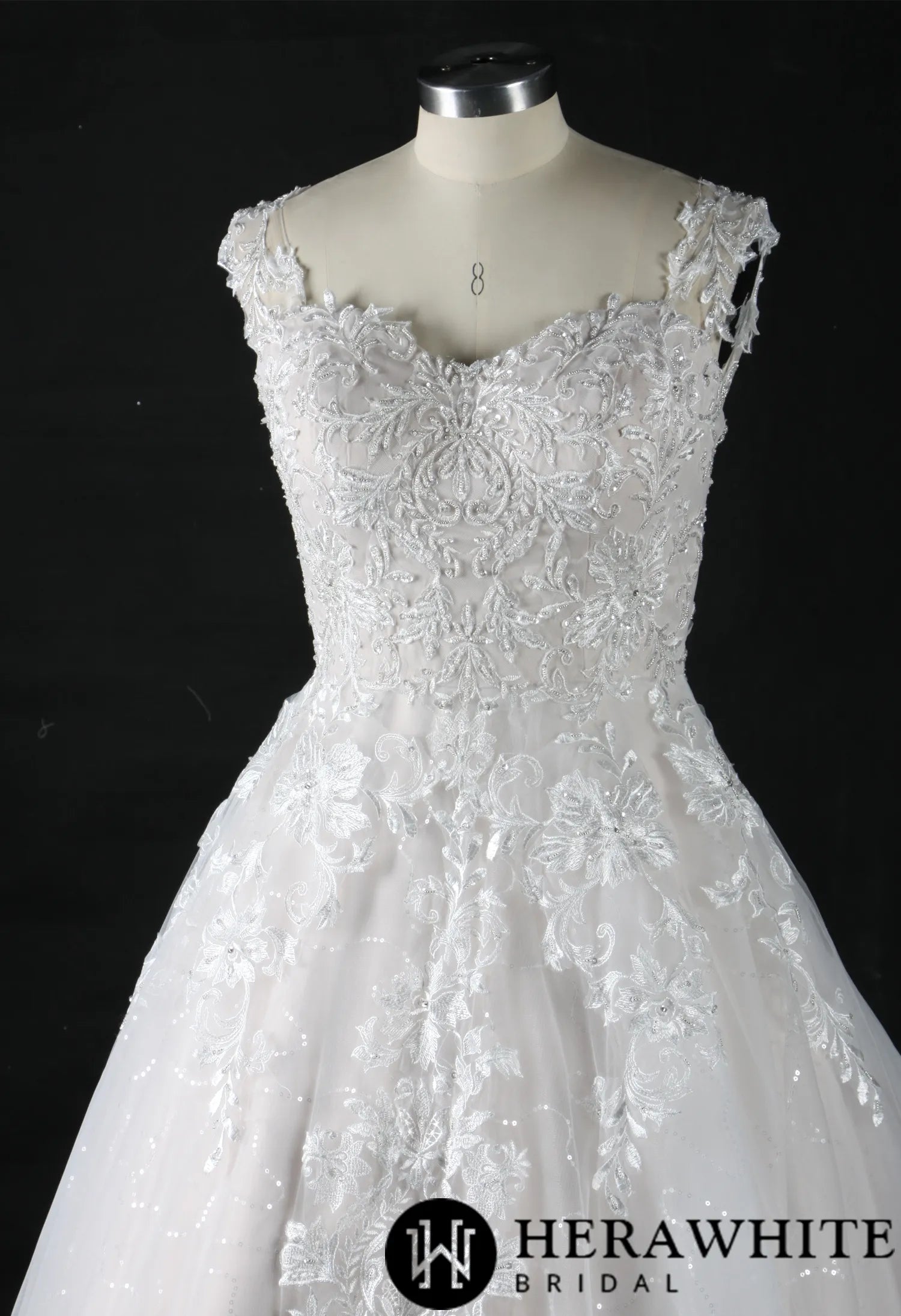 Shimmer Lace Straps A-Line Wedding Dress