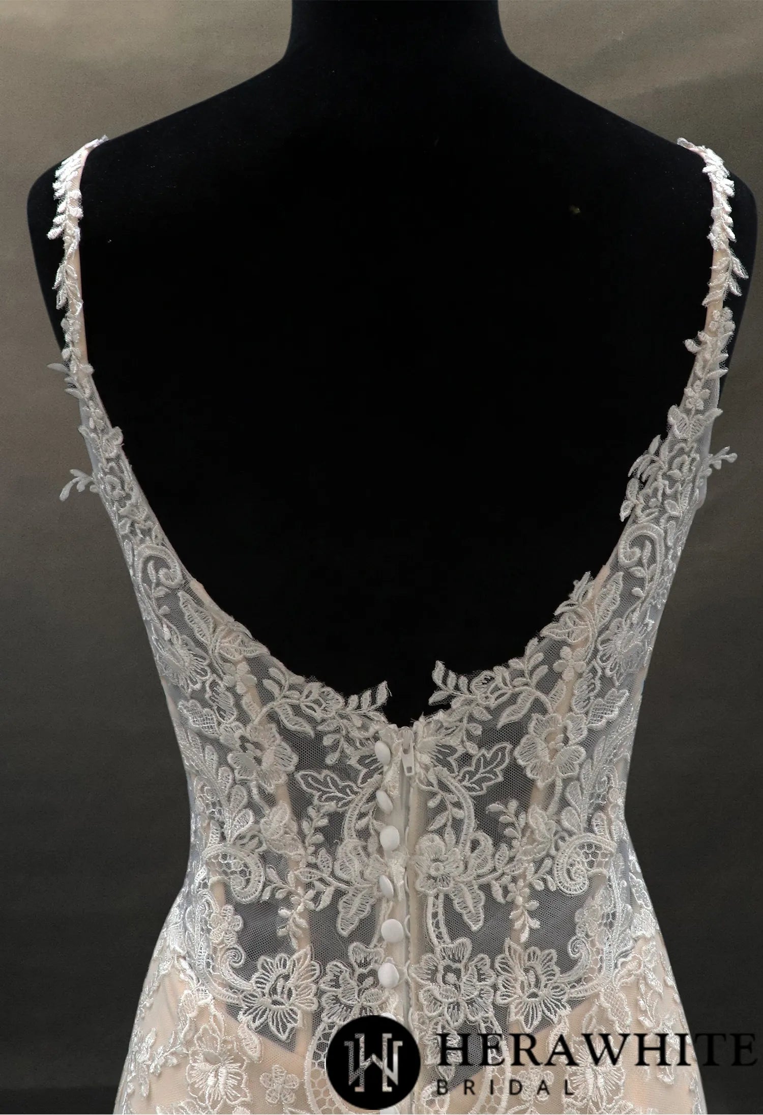 Feminine Floral Lace Fit and Flare Wedding Dress