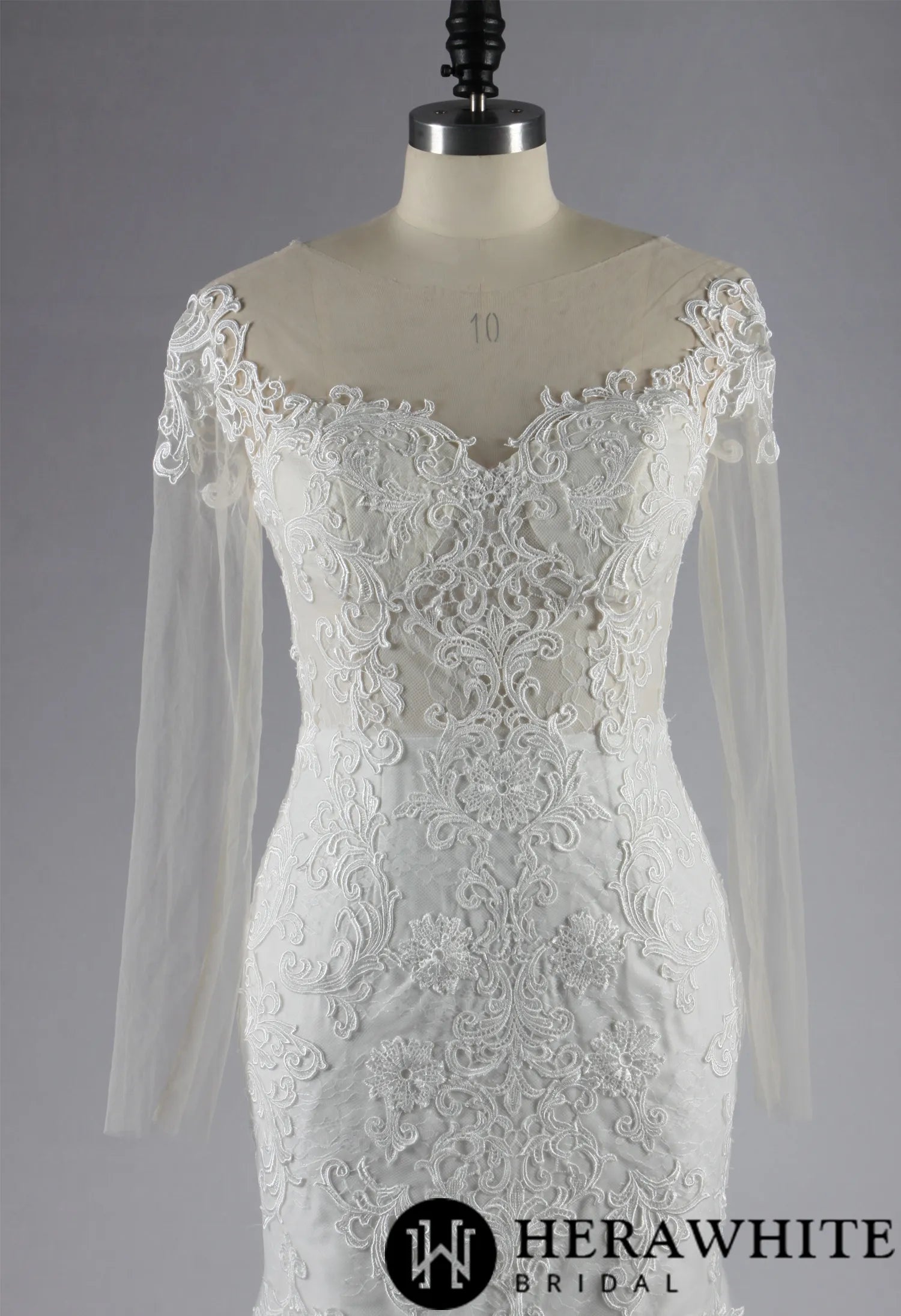 Plus Size Illusion Lace Fit and Flare Wedding Dress
