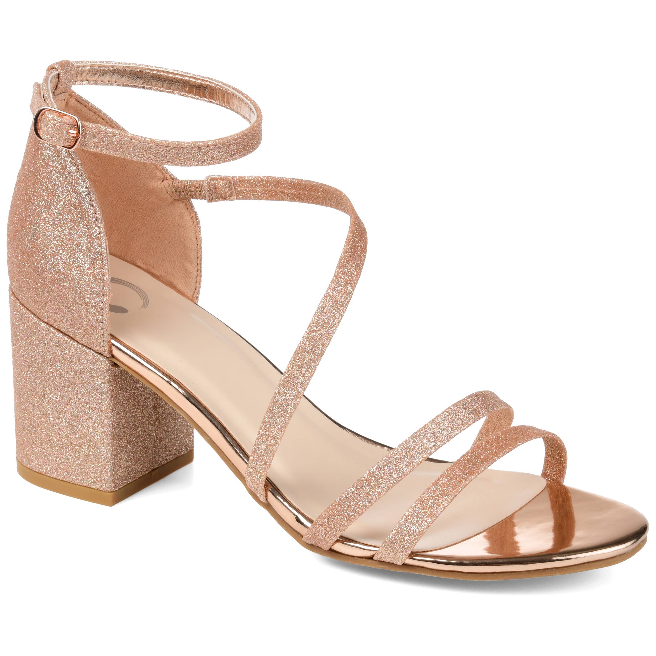 Bella Strappy Heels In Glitter Material
