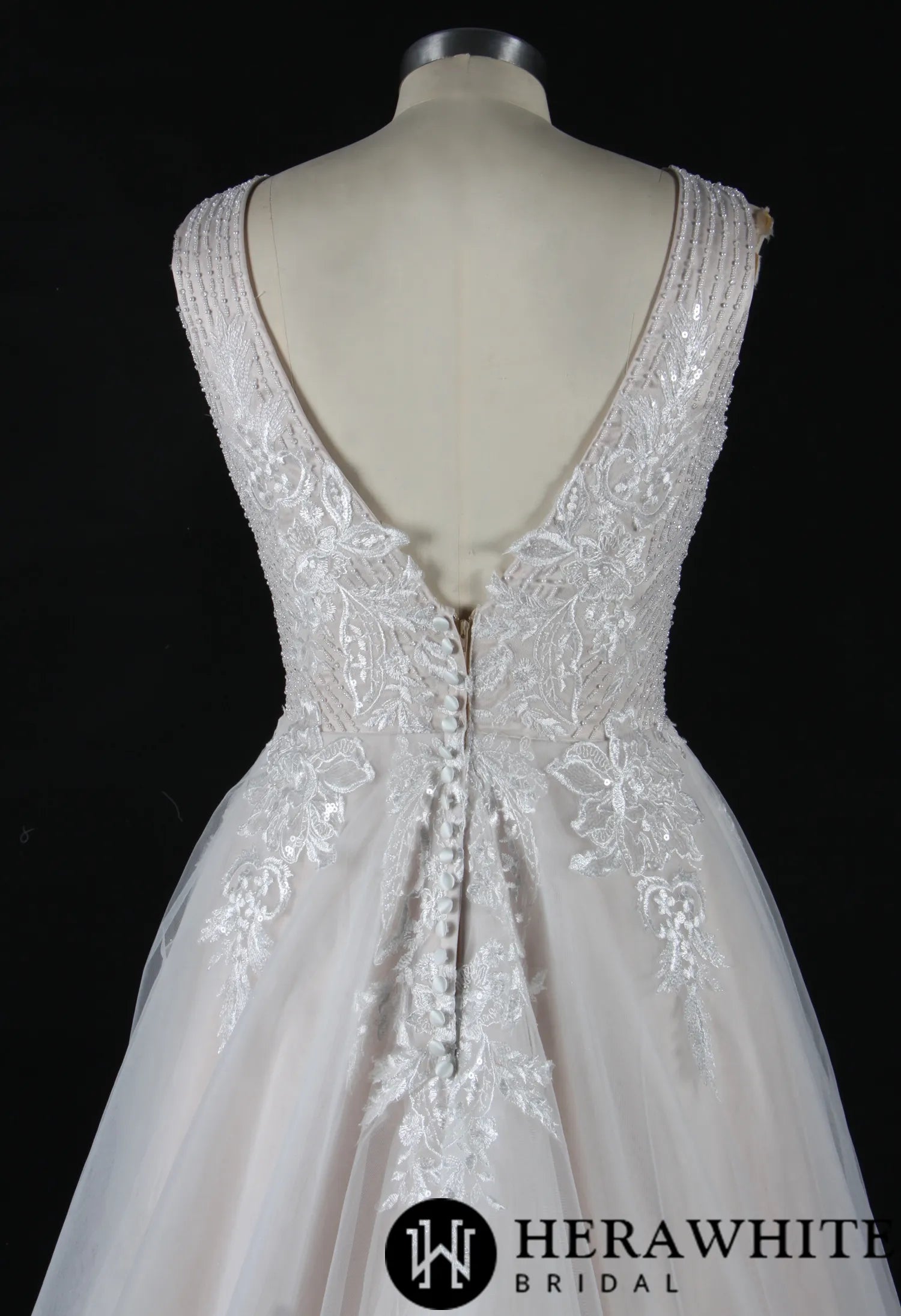 Glamorous Beading V-Neck Ballgown Wedding Dress