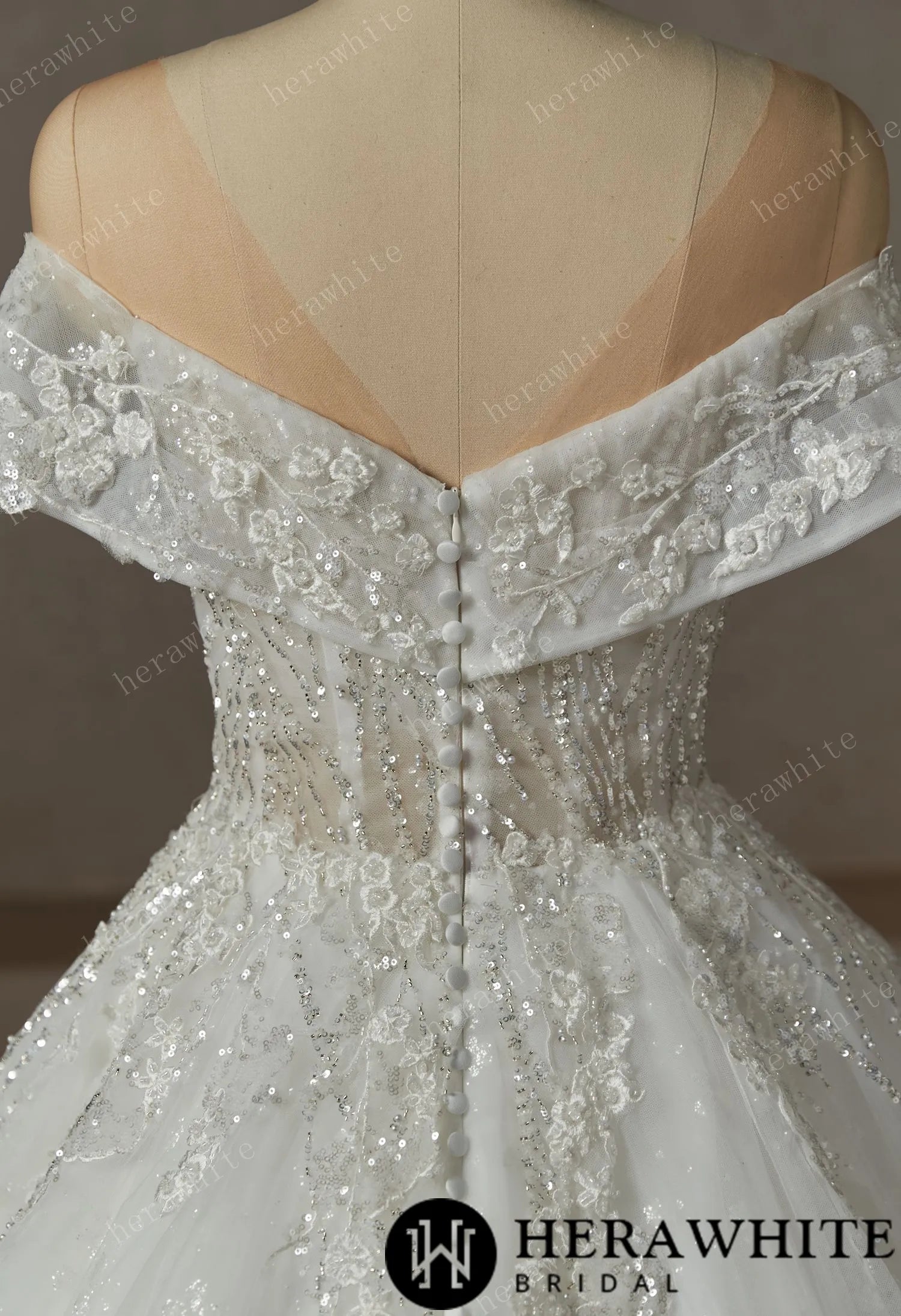Princess Plunge Wrap Sleeves Ball Gown Wedding Dress