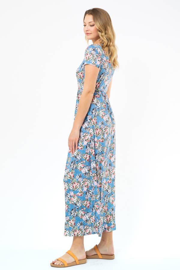 Blue floral maxi: blue/grey