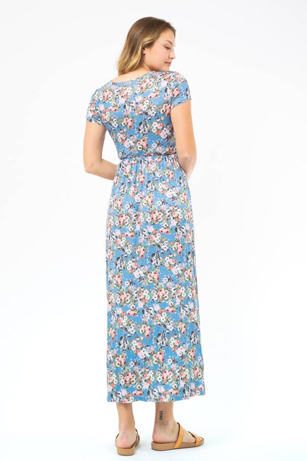 Blue floral maxi: blue/grey
