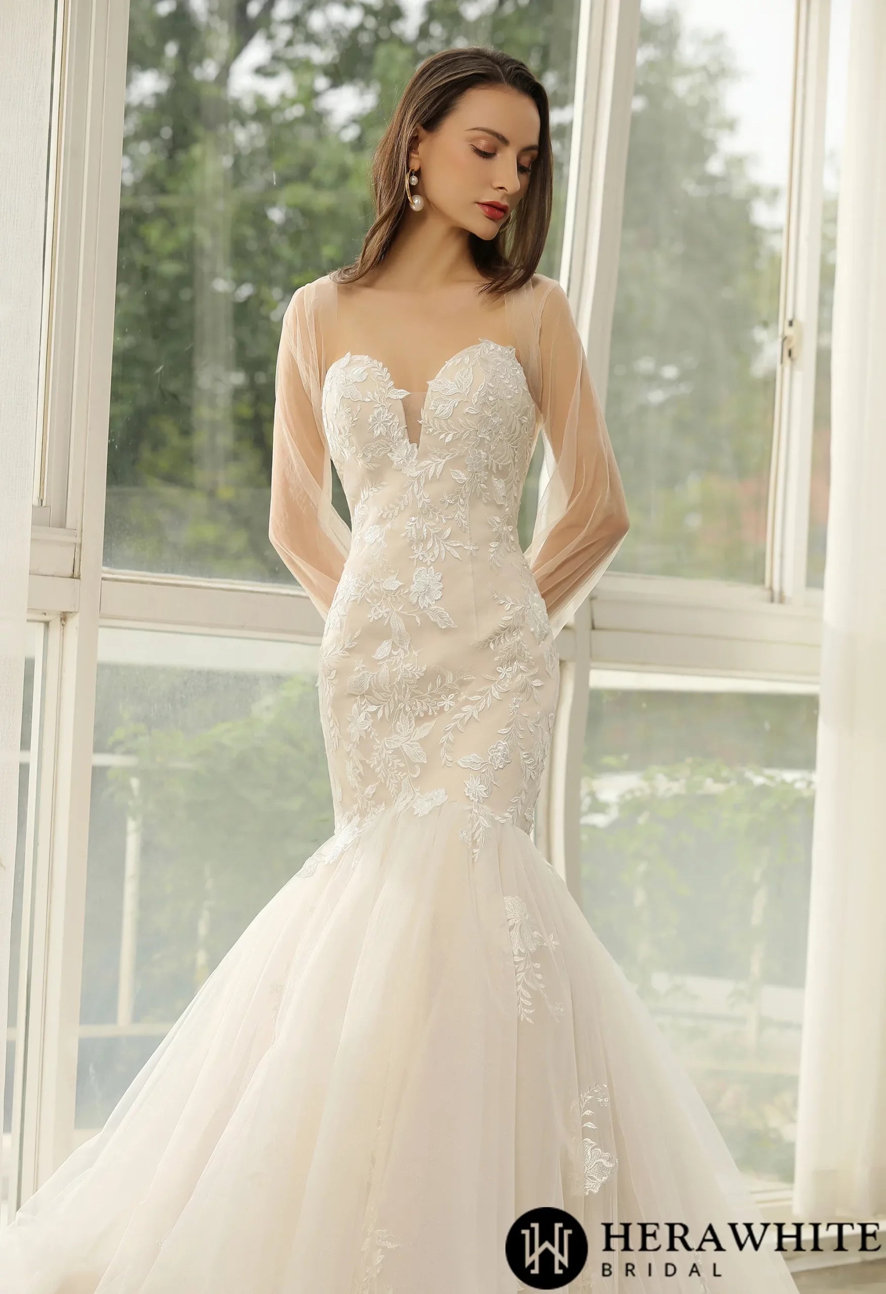Sweetheart Lace Tulle Mermaid Wedding Gown