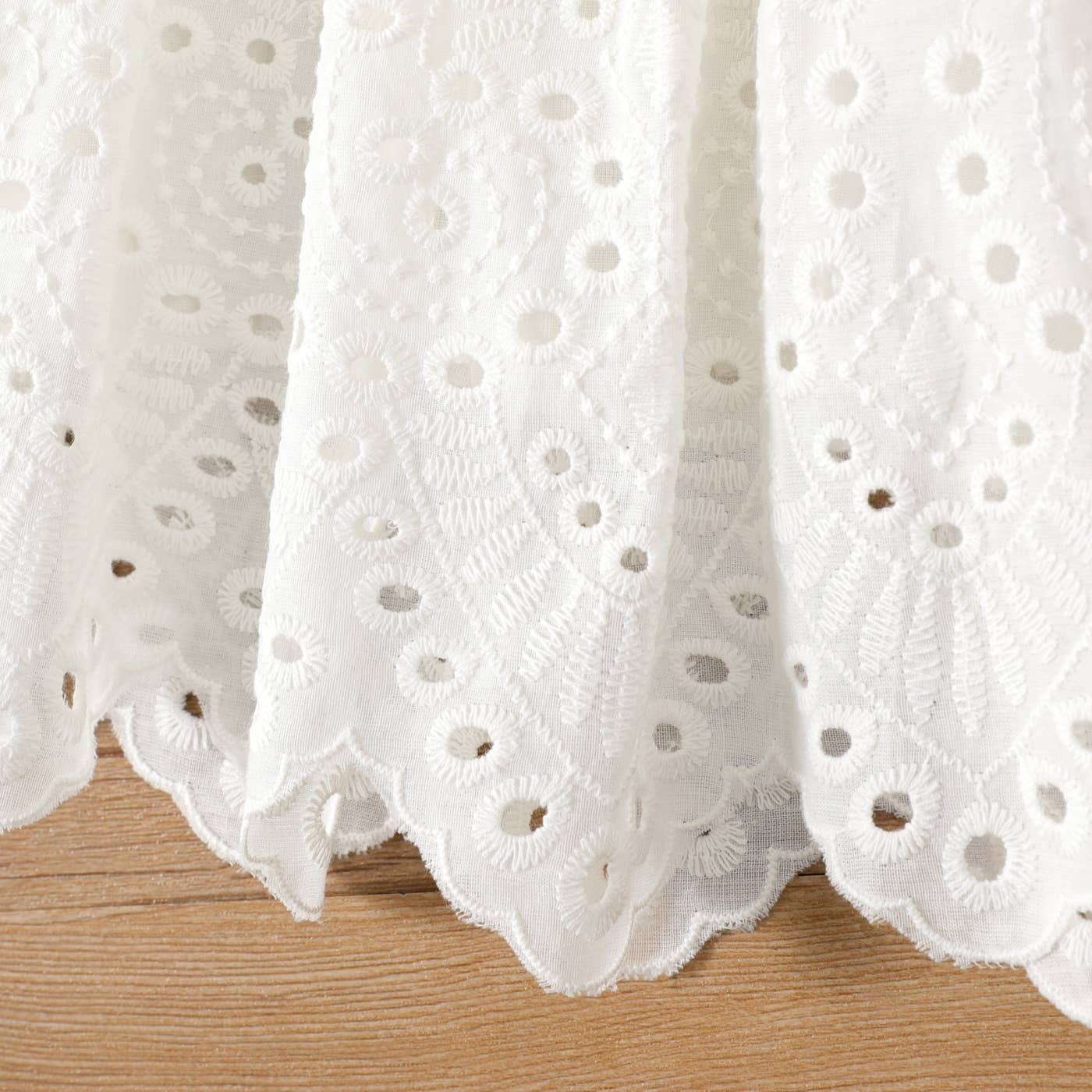 Baby Girl Solid White Hollow Out Long-sleeve Dress