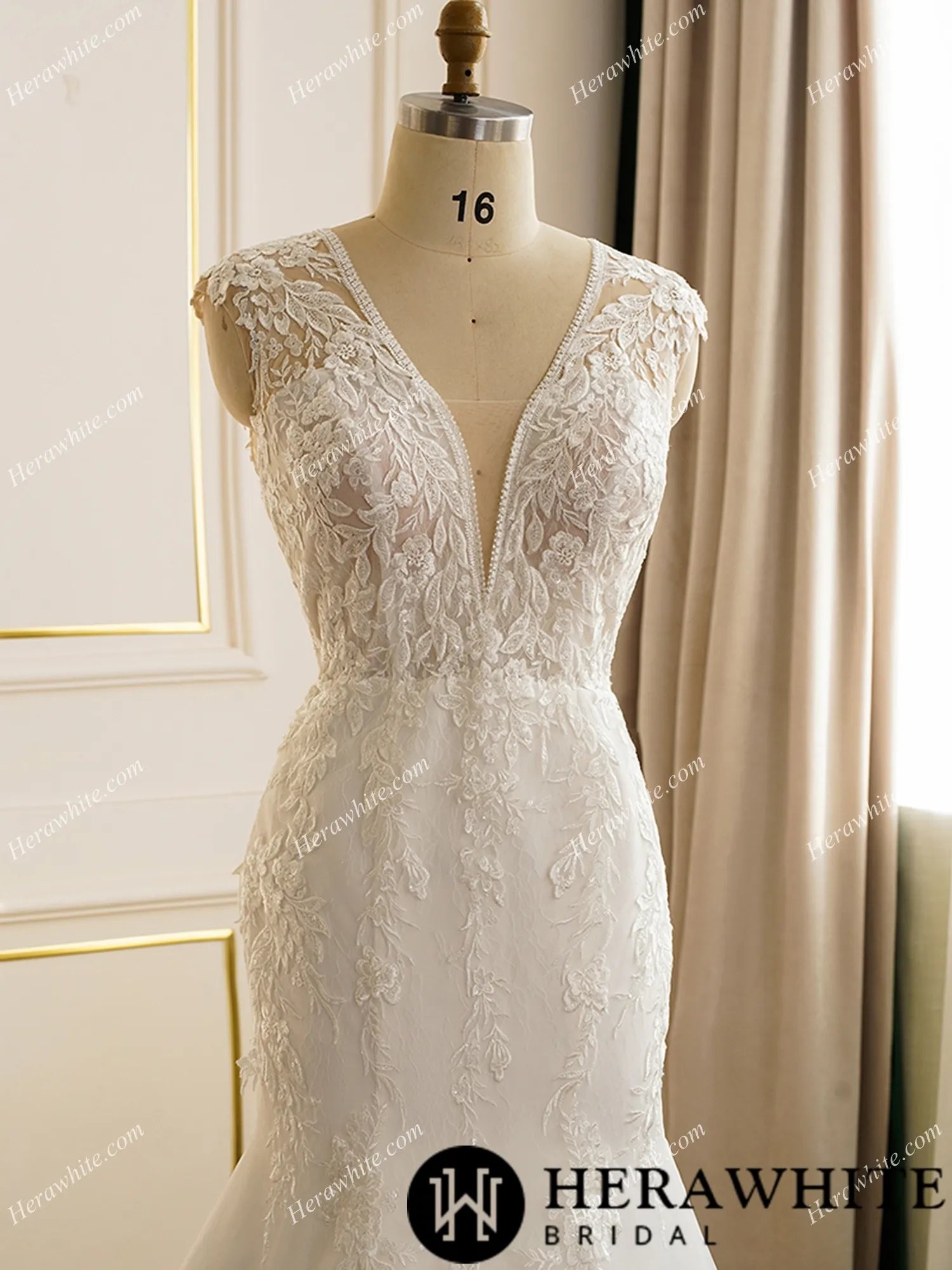 Fit and Flare &Trumpet Plunging Neckline Wedding Dress