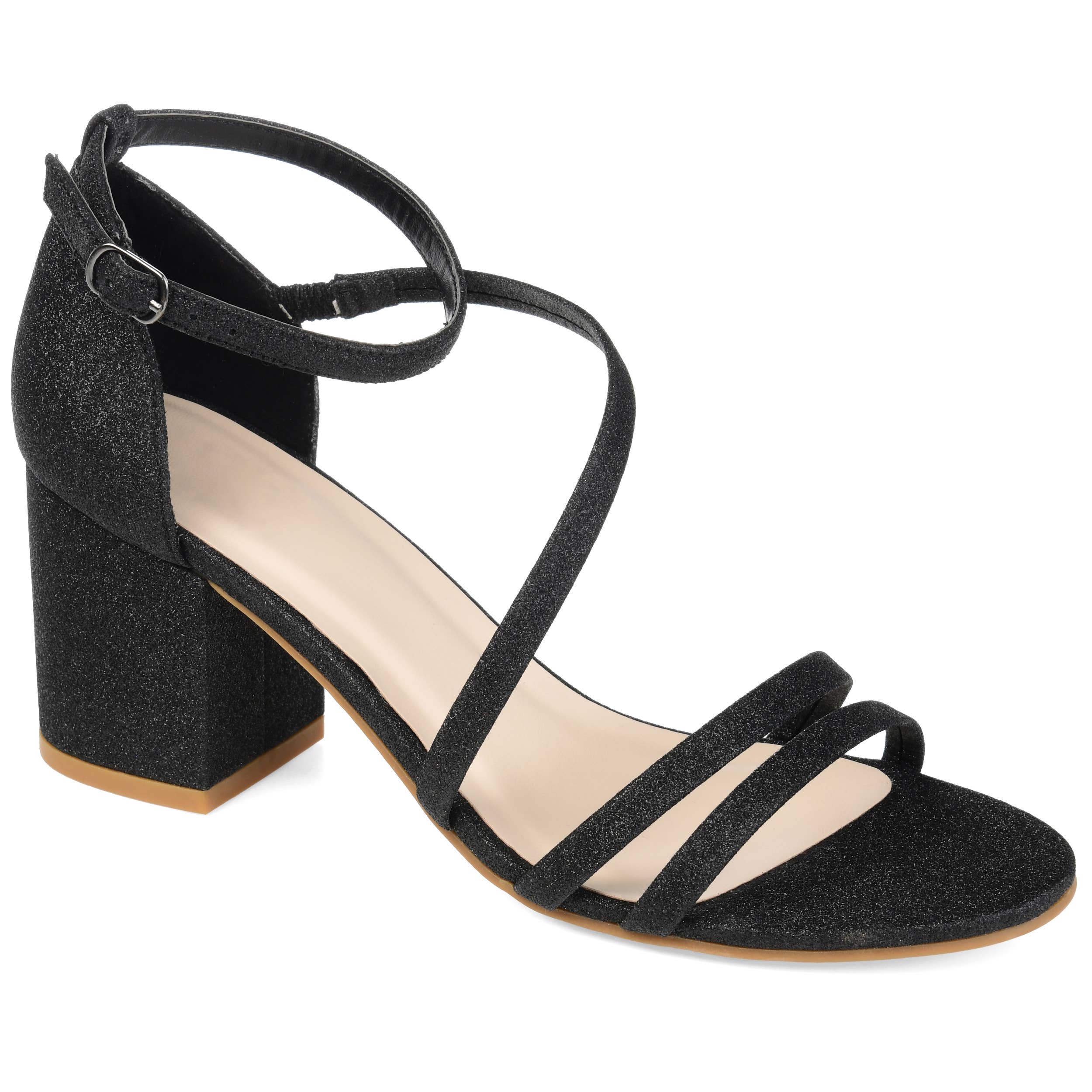 Bella Strappy Heels In Glitter Material