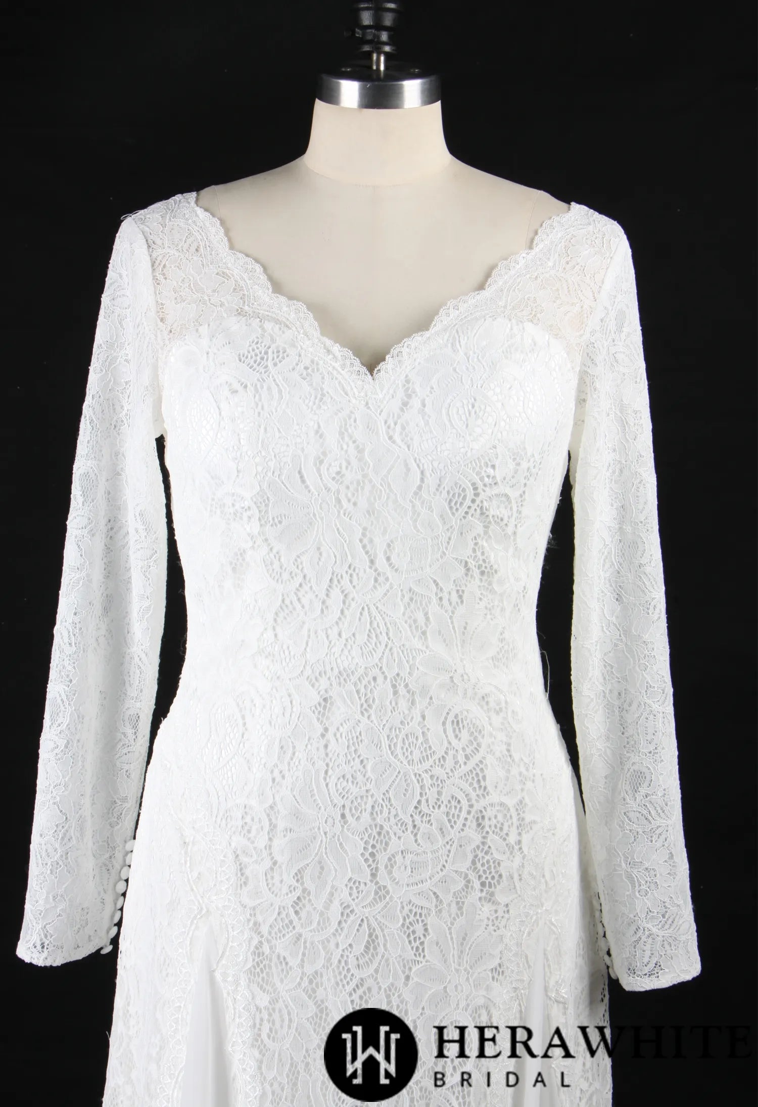 Elegant Illusion Long Sleeve Lace Wedding Dress
