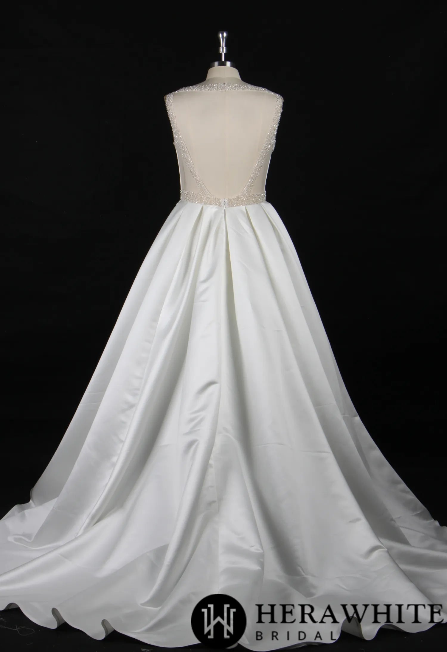 Classic V-Neck Wedding Dress With Princess Silhouette and Beaded Belt