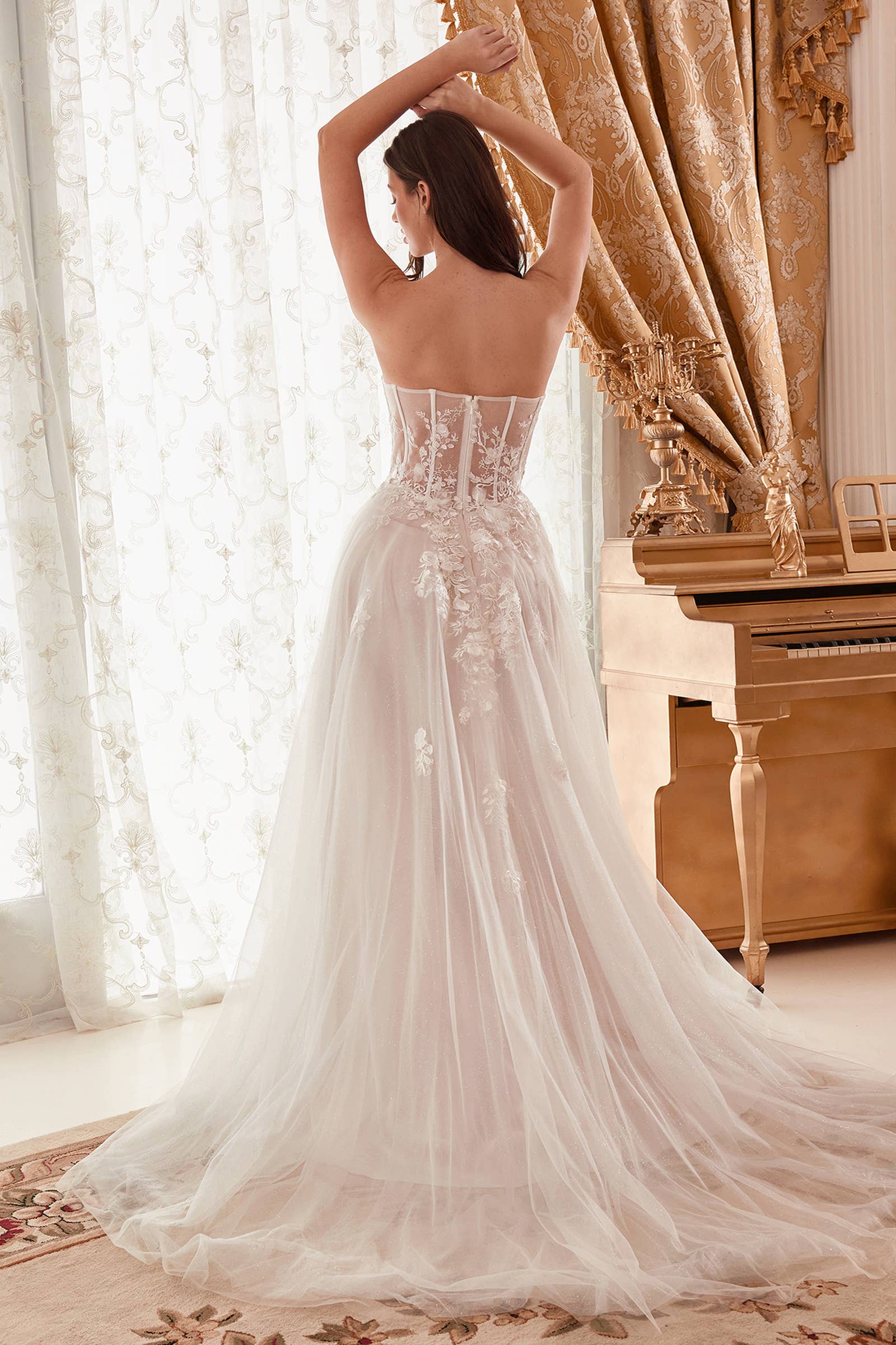 STRAPLESS LACE BRIDAL BALL GOWN