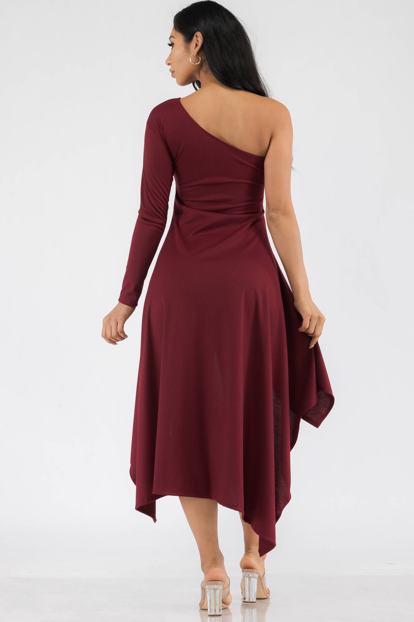 HH597R-SOL - One Shoulder High Low Maxi Dress