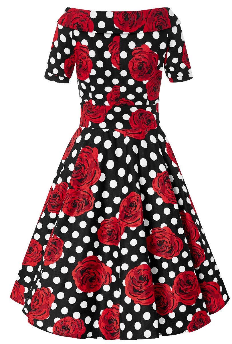 Darlene Polka & Roses Swing Dress
