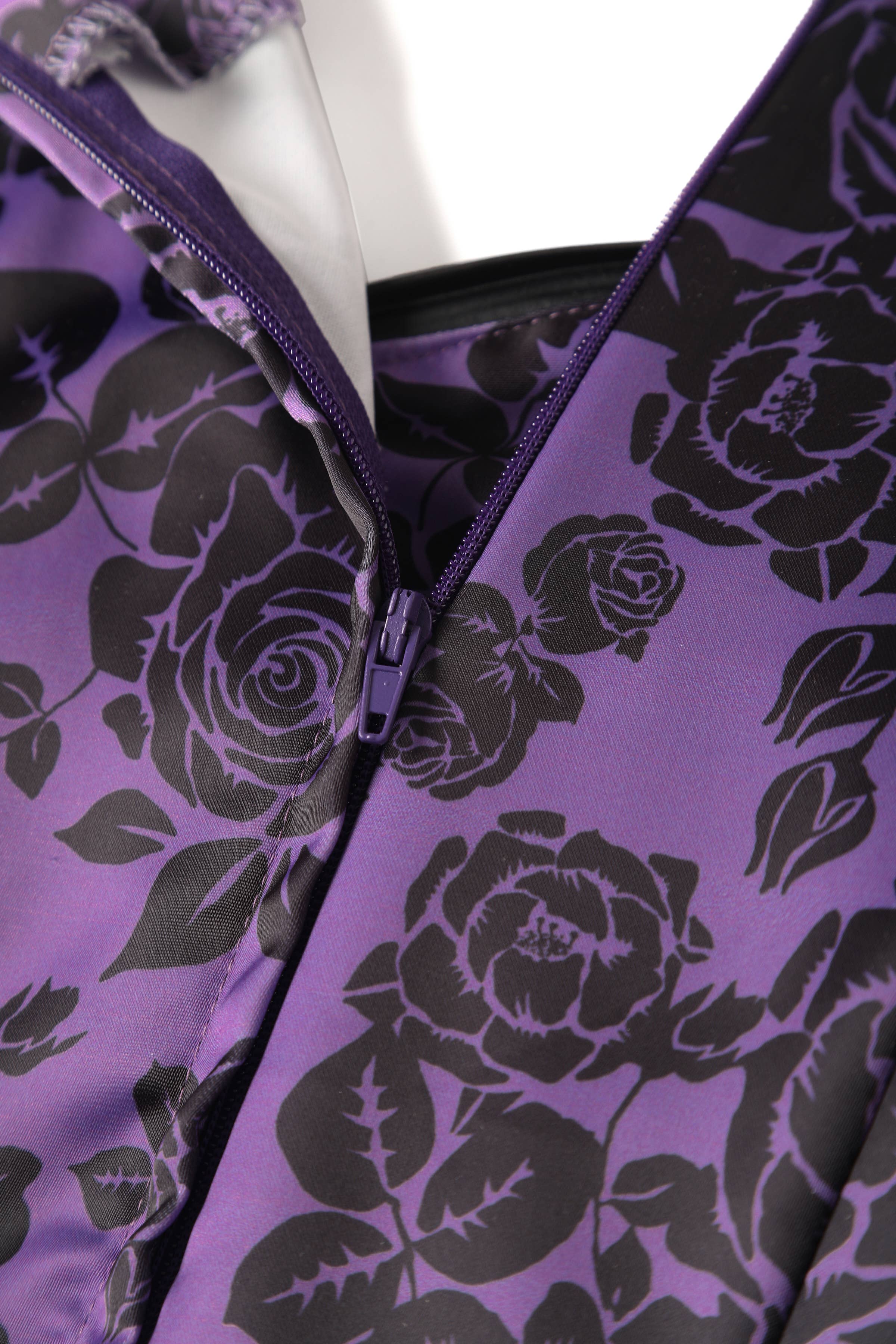 Grace Vintage Style Jive Dress In Purple Floral