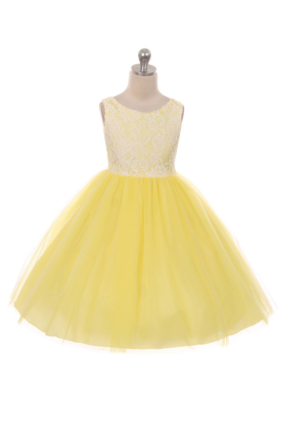 Lace Illusion Girls Dress With/Without 3 Mesh Flowers: No / Aqua / 4