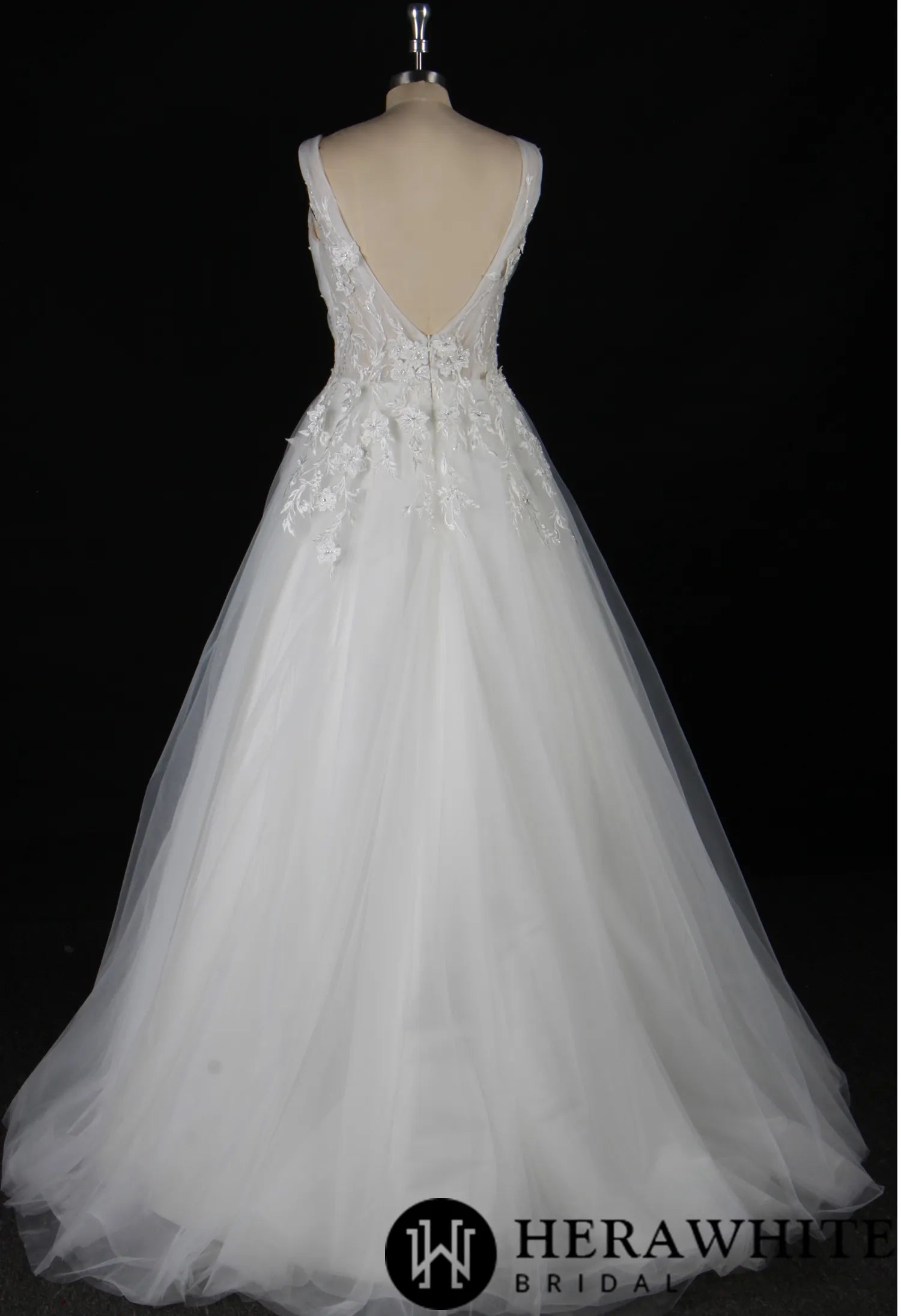 Romantic Beaded Floral Lace Wedding Dress