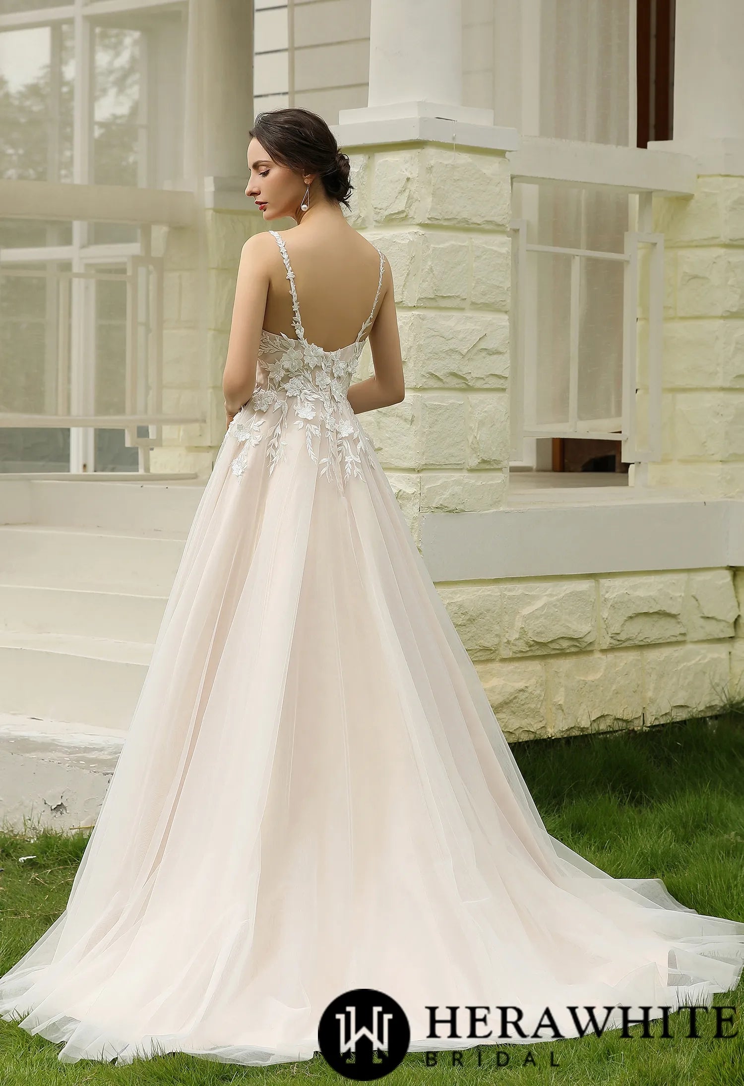 Princess Ballgown with Floral Lace Straps