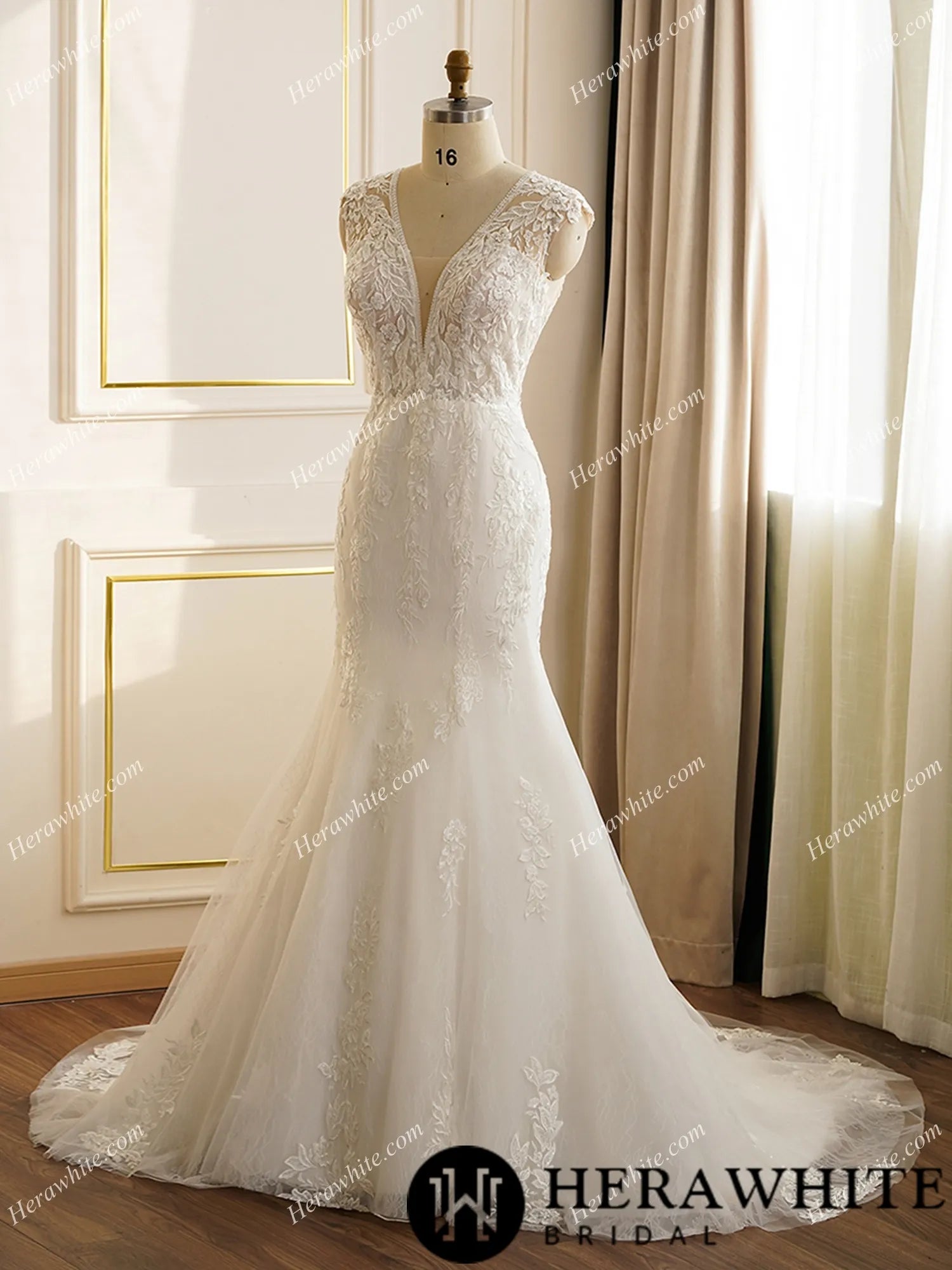 Fit and Flare &Trumpet Plunging Neckline Wedding Dress