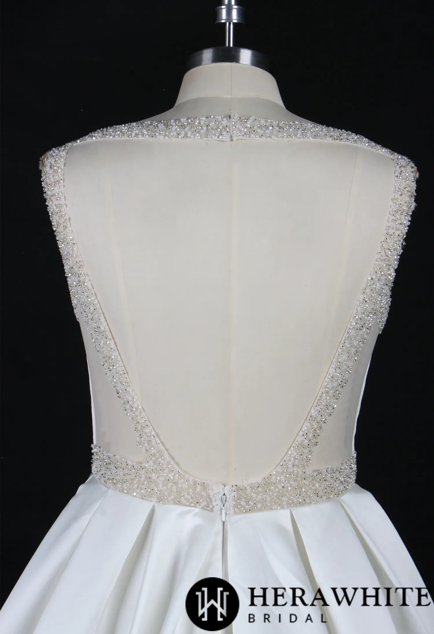 Classic V-Neck Wedding Dress With Princess Silhouette and Beaded Belt