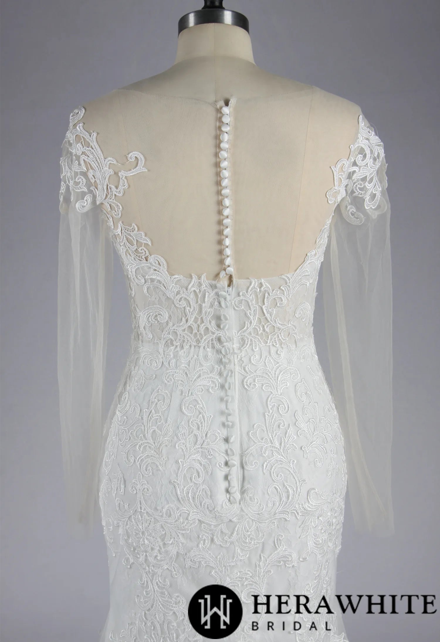 Plus Size Illusion Lace Fit and Flare Wedding Dress