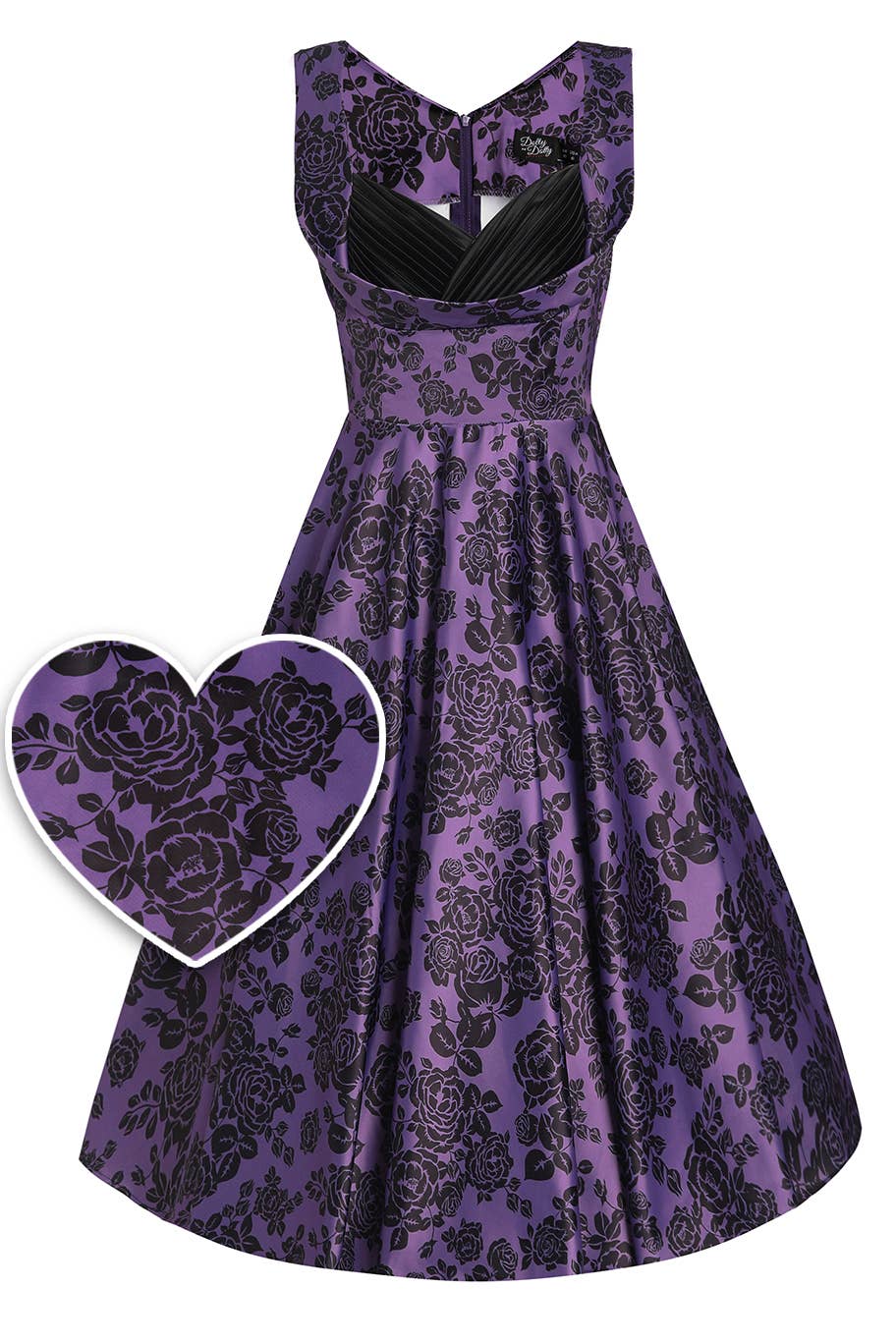 Grace Vintage Style Jive Dress In Purple Floral