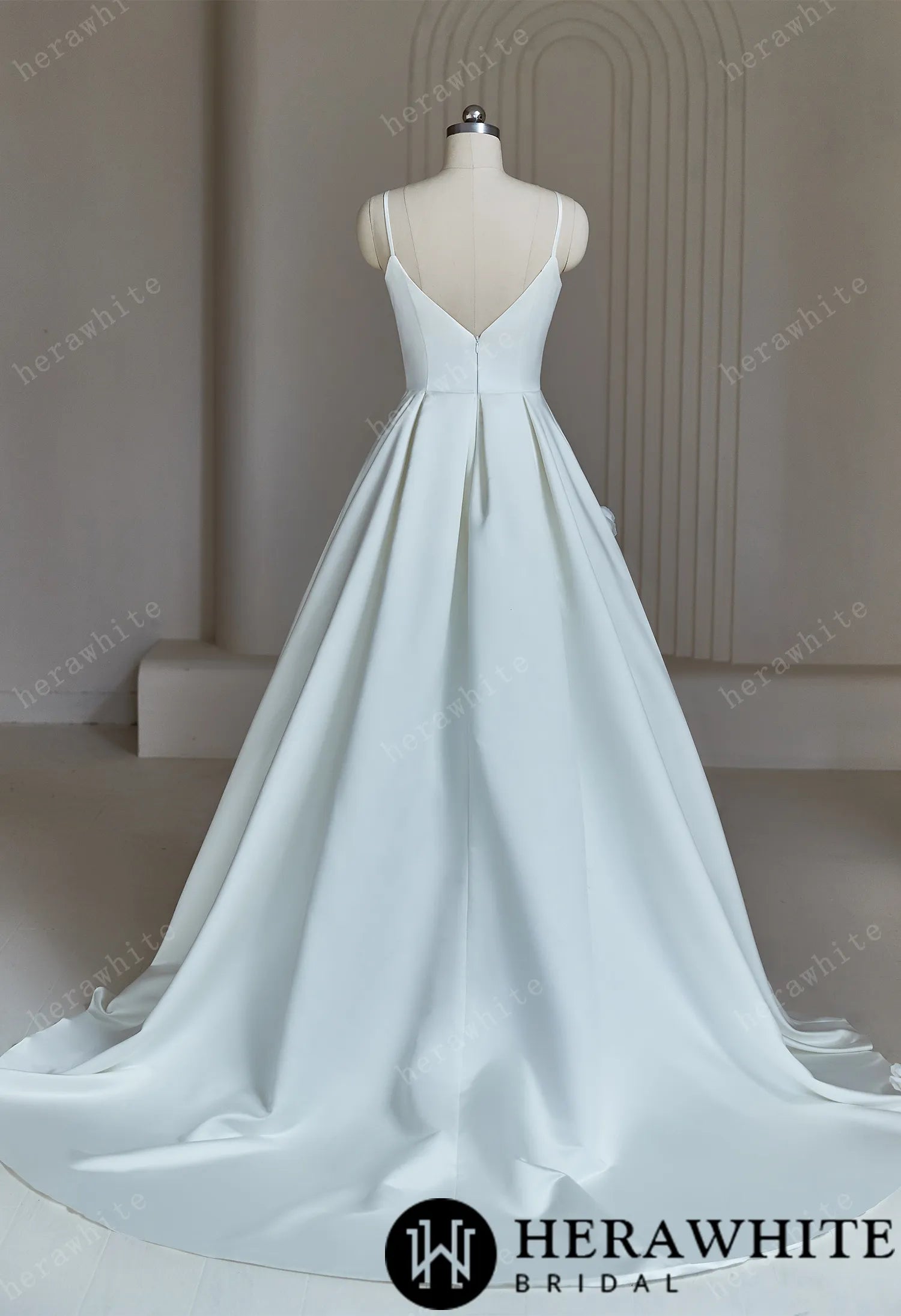 Sophisticated A-Line Wedding Dress With Spaghetti Straps