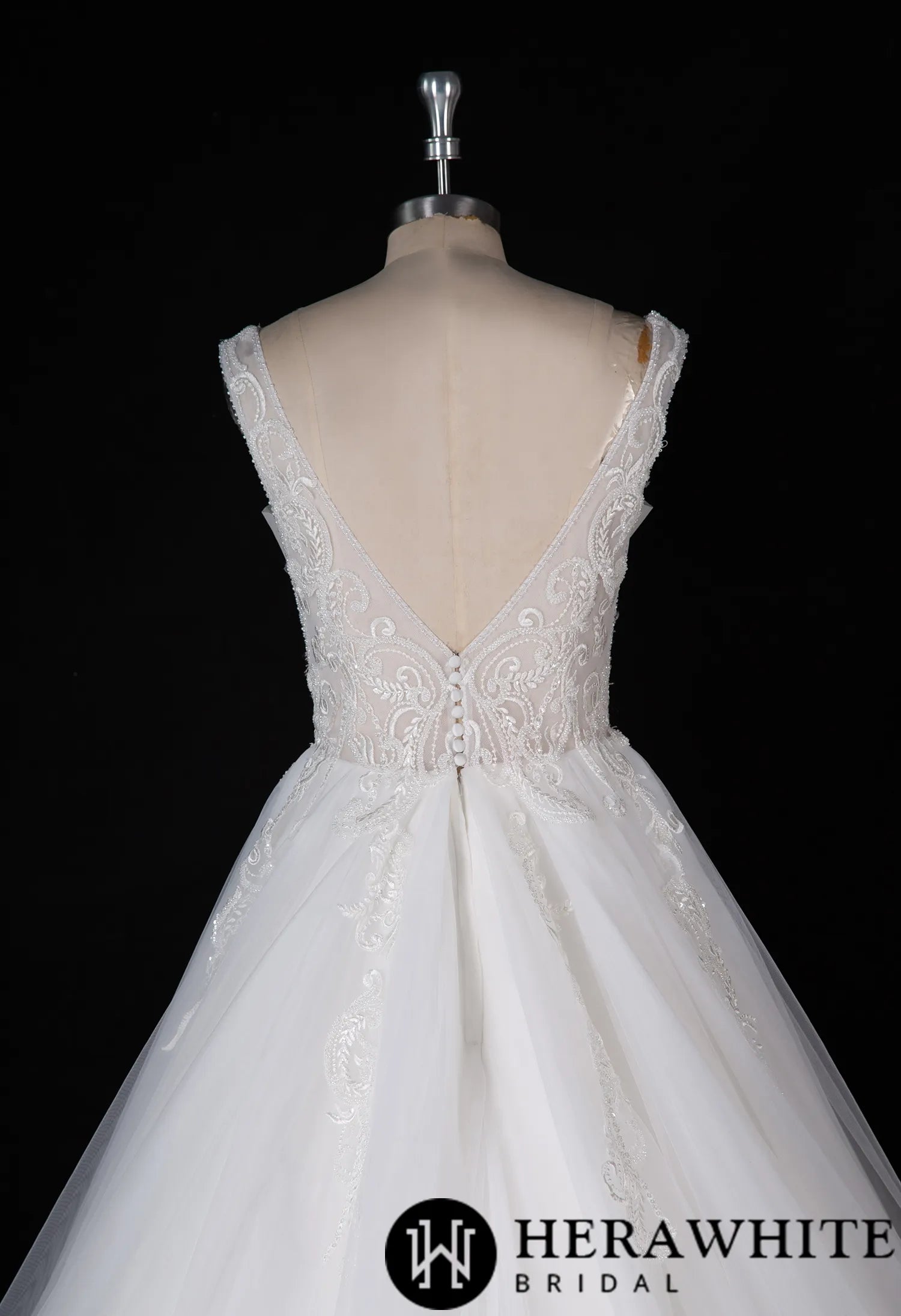 Plunging V-neckline Wedding Dress With Long Train
