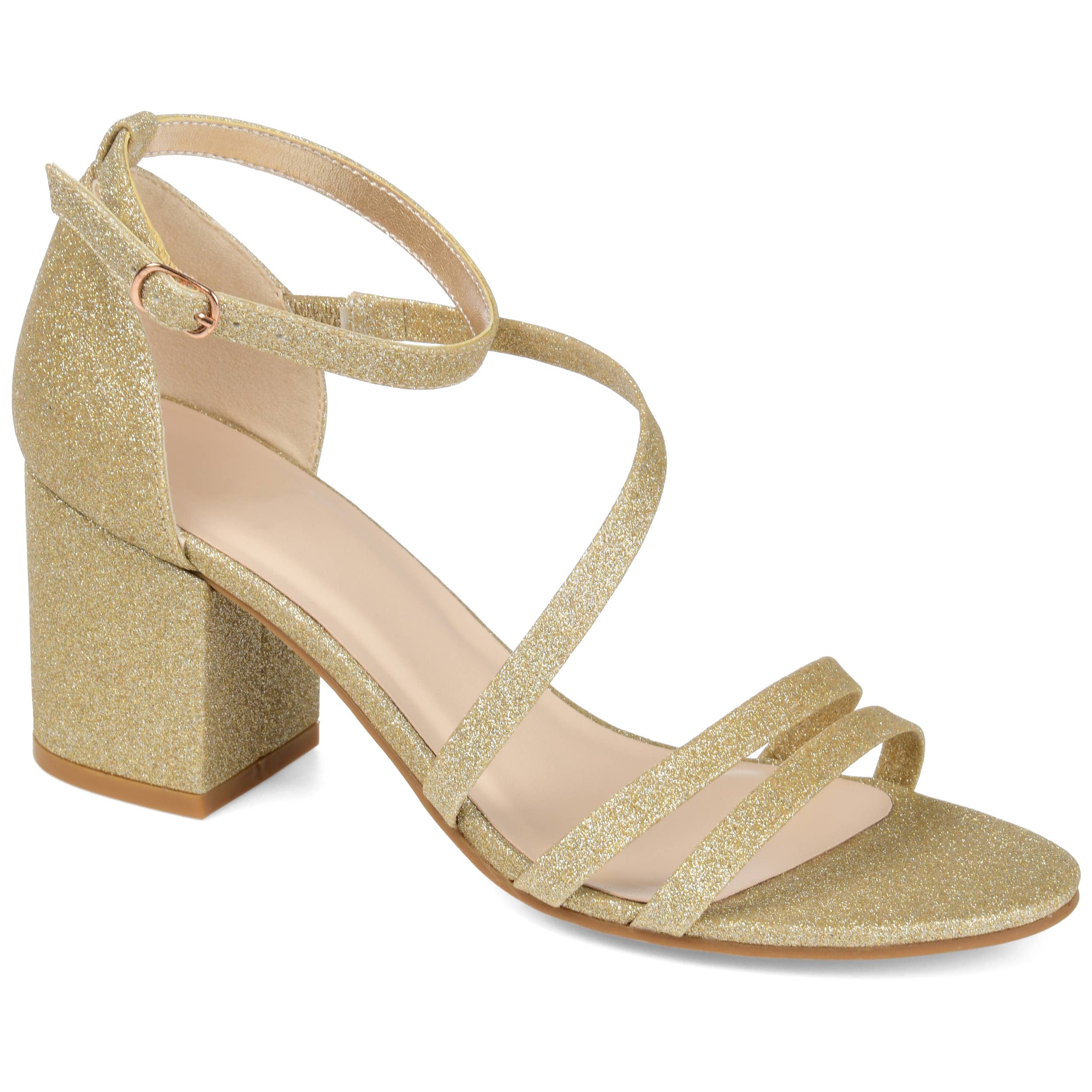 Bella Strappy Heels In Glitter Material