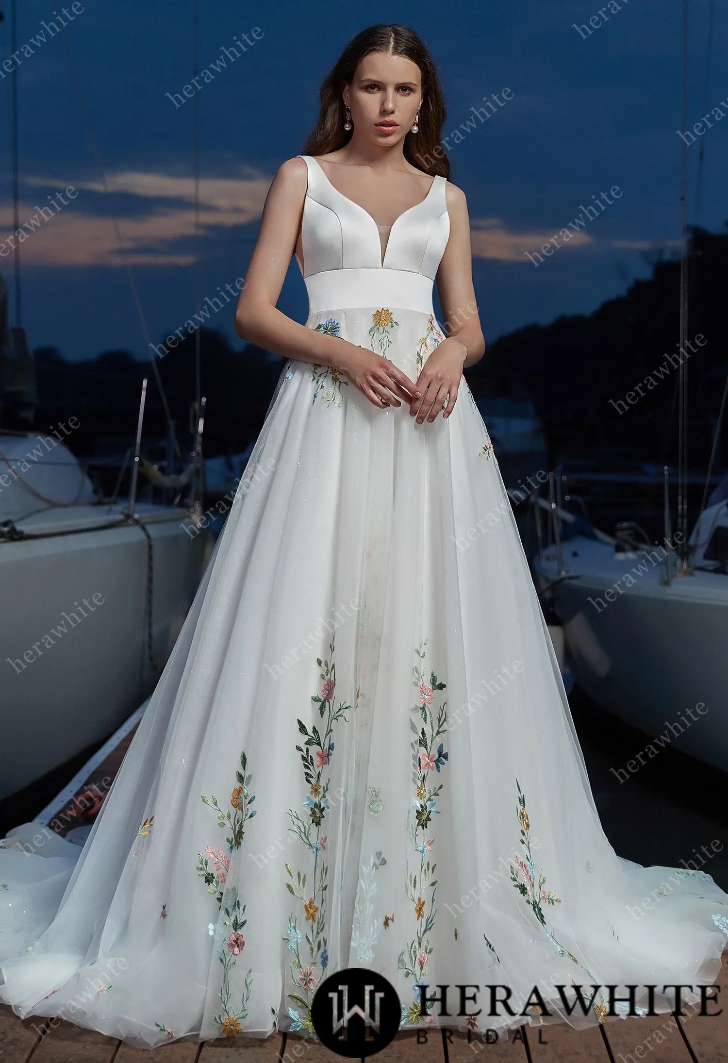 Romantic Boho Wedding Dress With Colorful Floral Lace Forever & Always Romantic Boho Wedding Dress With Colorful Floral Lace Forever & Always