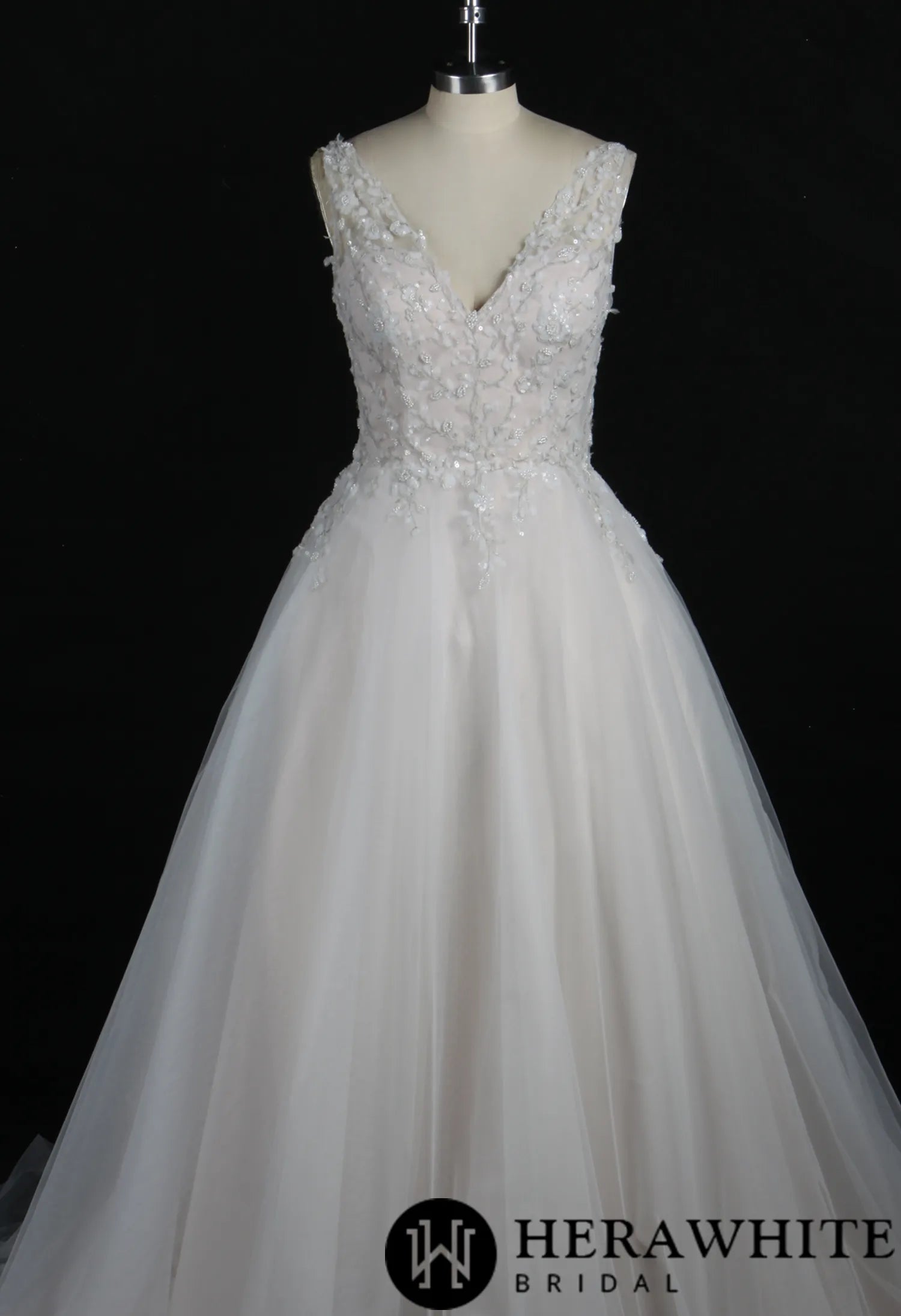 Shimmery Sequined Beading A-Line Wedding Dress