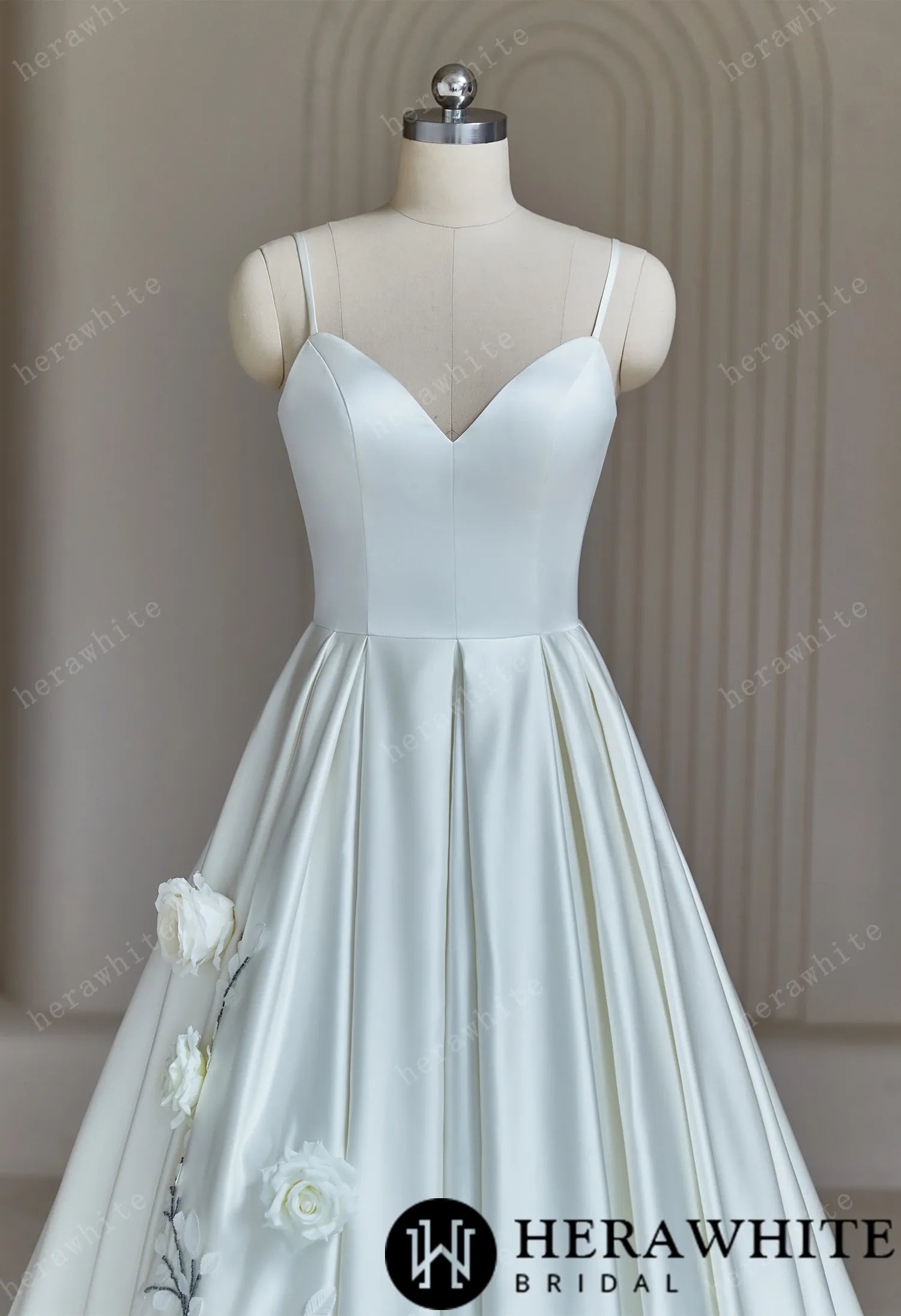 Sophisticated A-Line Wedding Dress With Spaghetti Straps