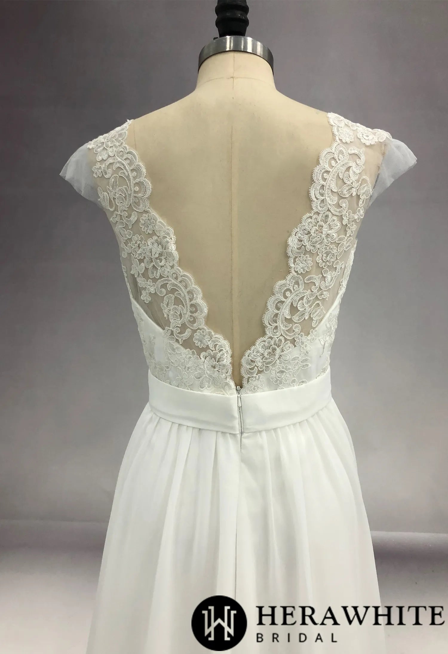 Soft Cap Sleeve Lace A-Line Wedding Dress