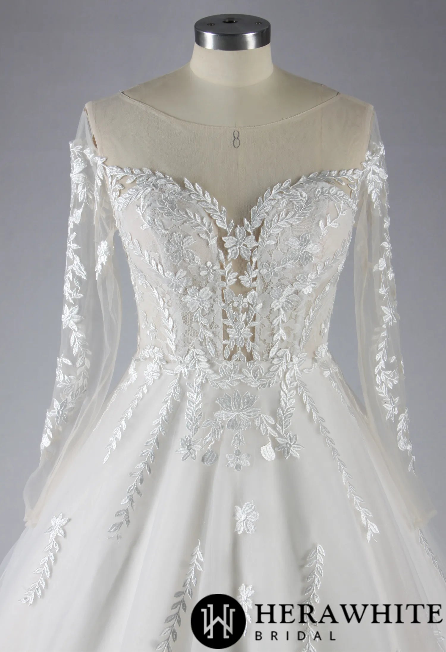 Elegant Illusion Long Sleeve Lace A-Line Wedding Dress