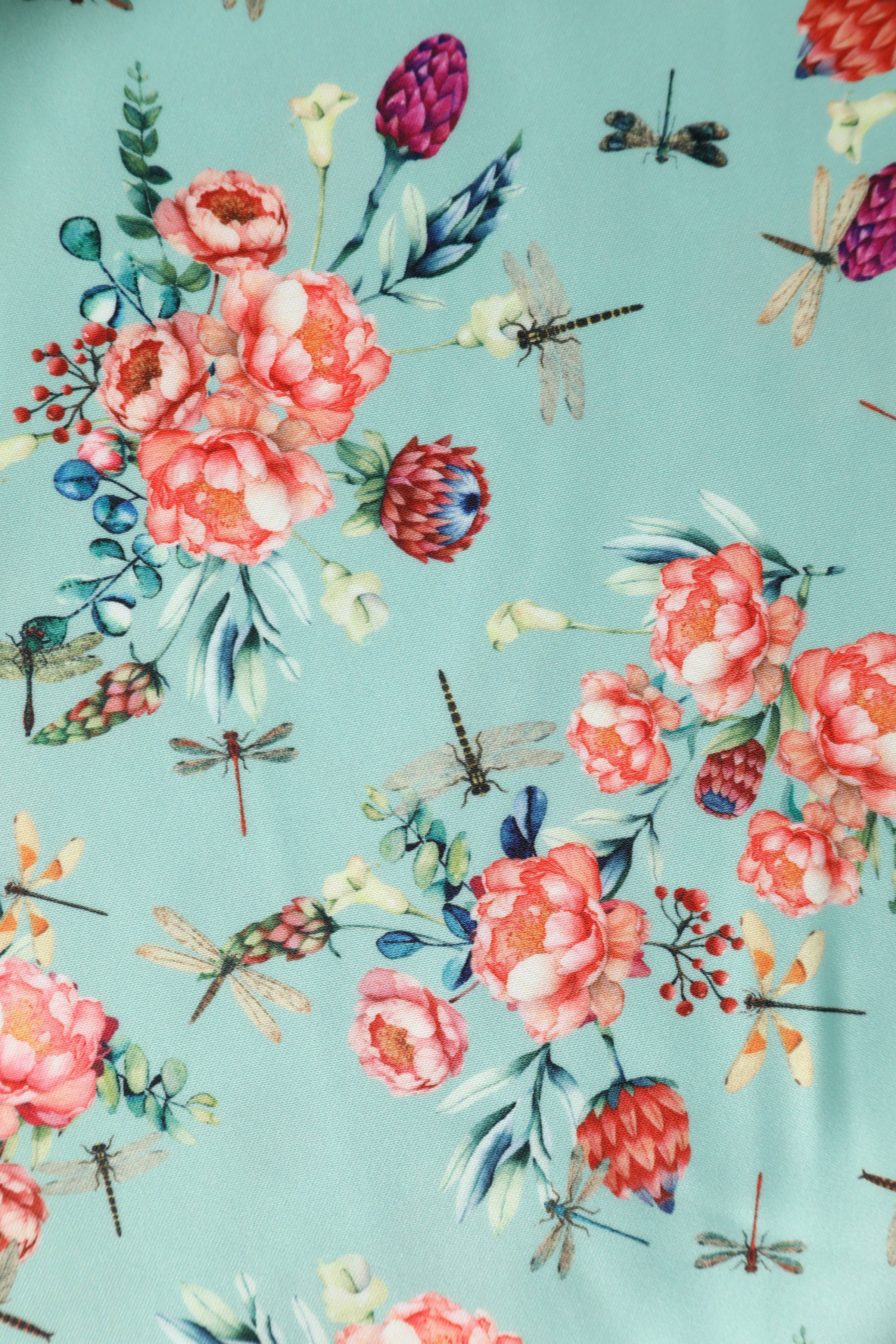 Grace Vintage Style Jive In Light Green Dragonfly Print