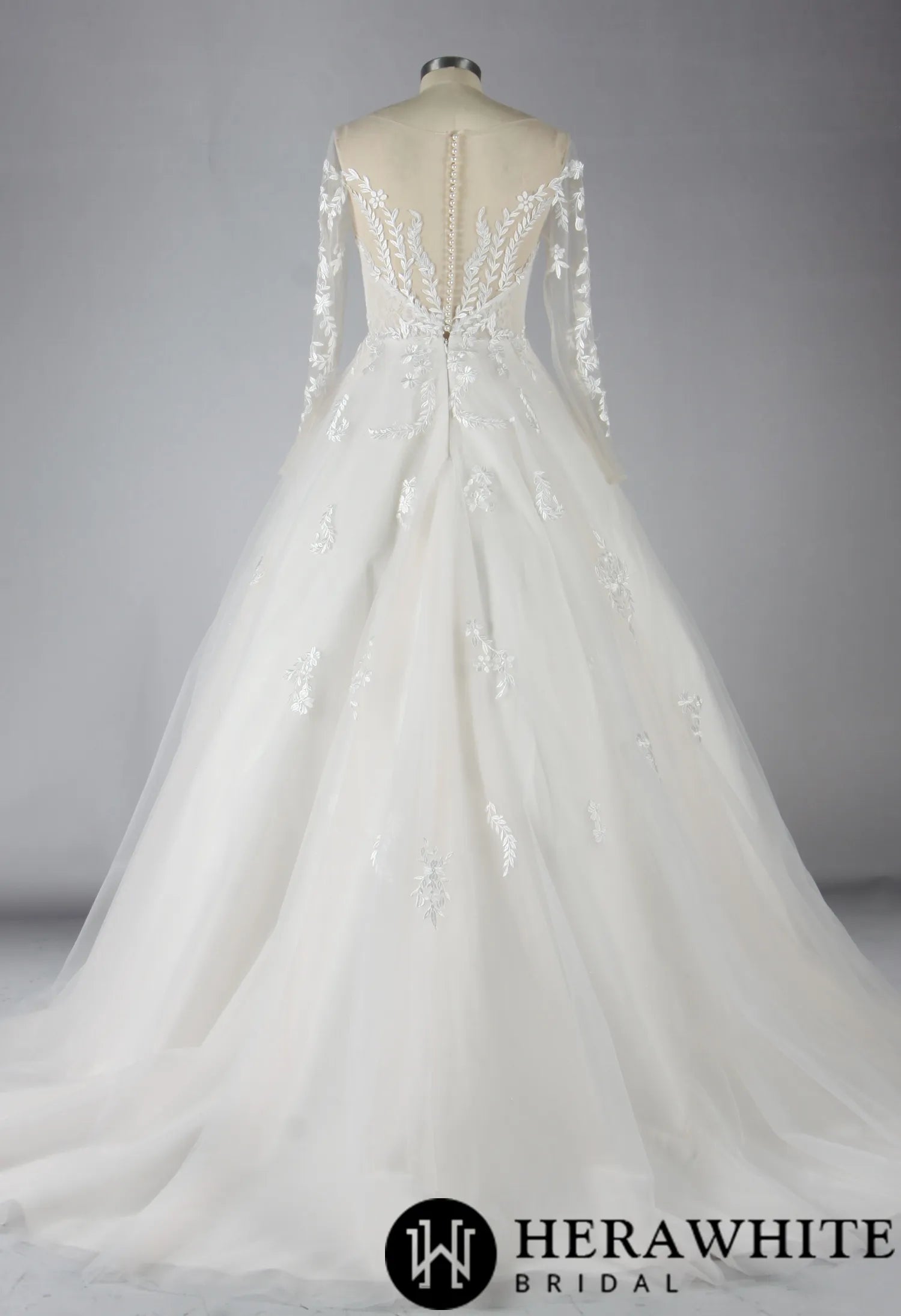 Elegant Illusion Long Sleeve Lace A-Line Wedding Dress
