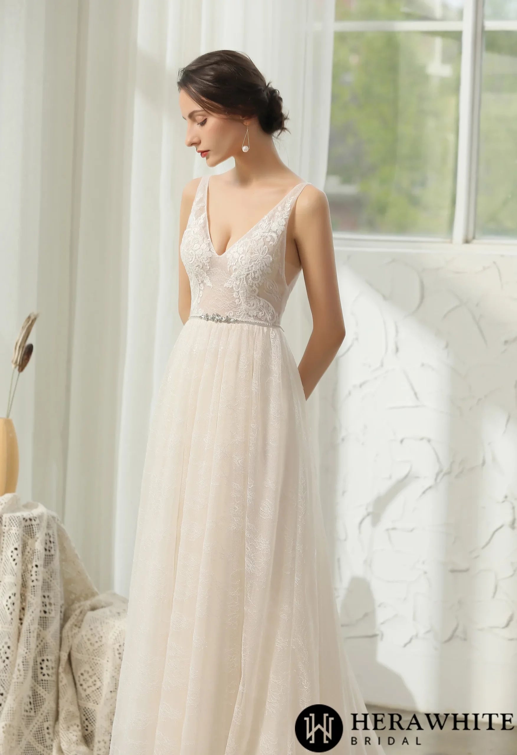 Lace Wedding Dress With Beaded Belt