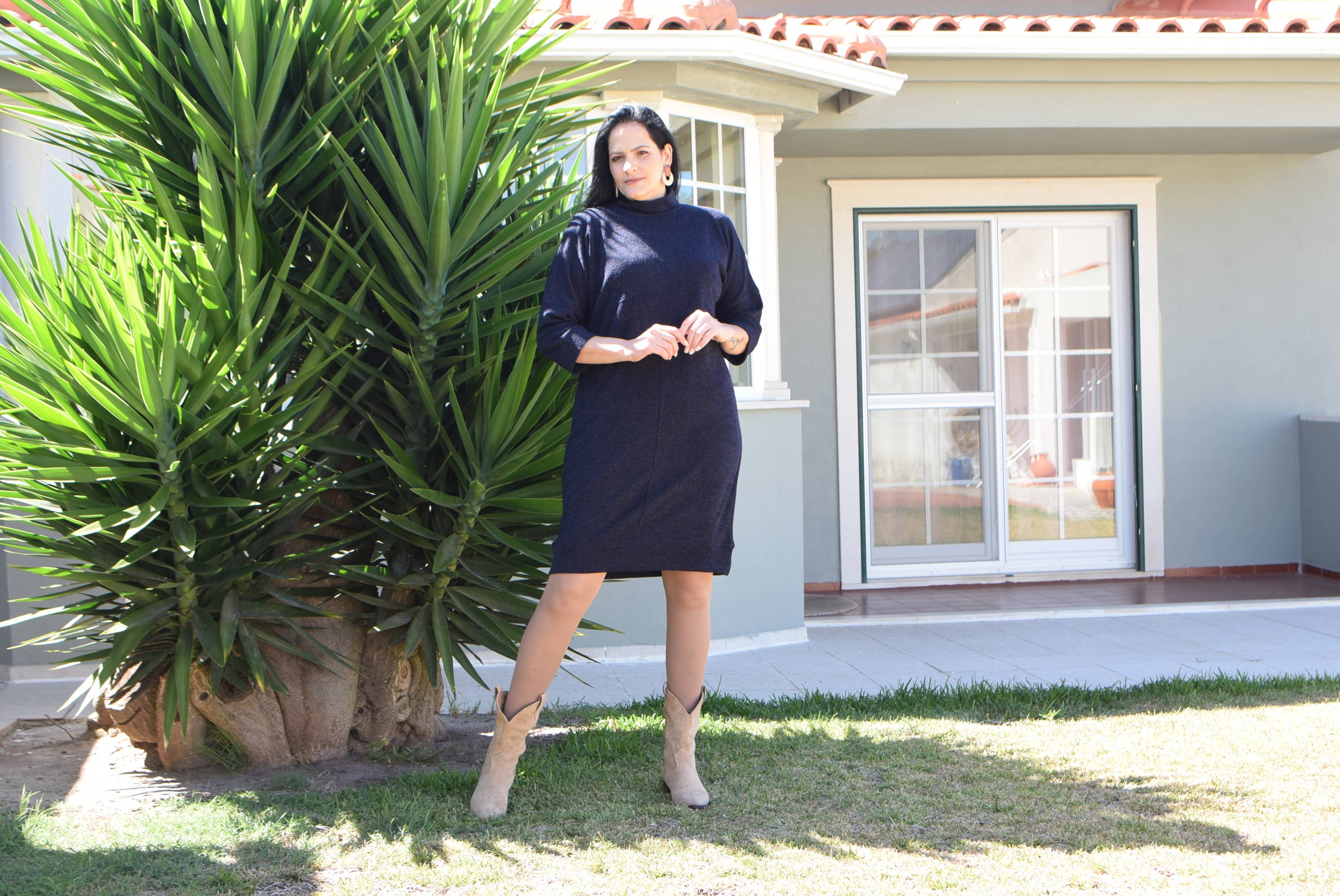 Warm Knit Fabric Midi Dress Naomi / Sizes L to 6XL