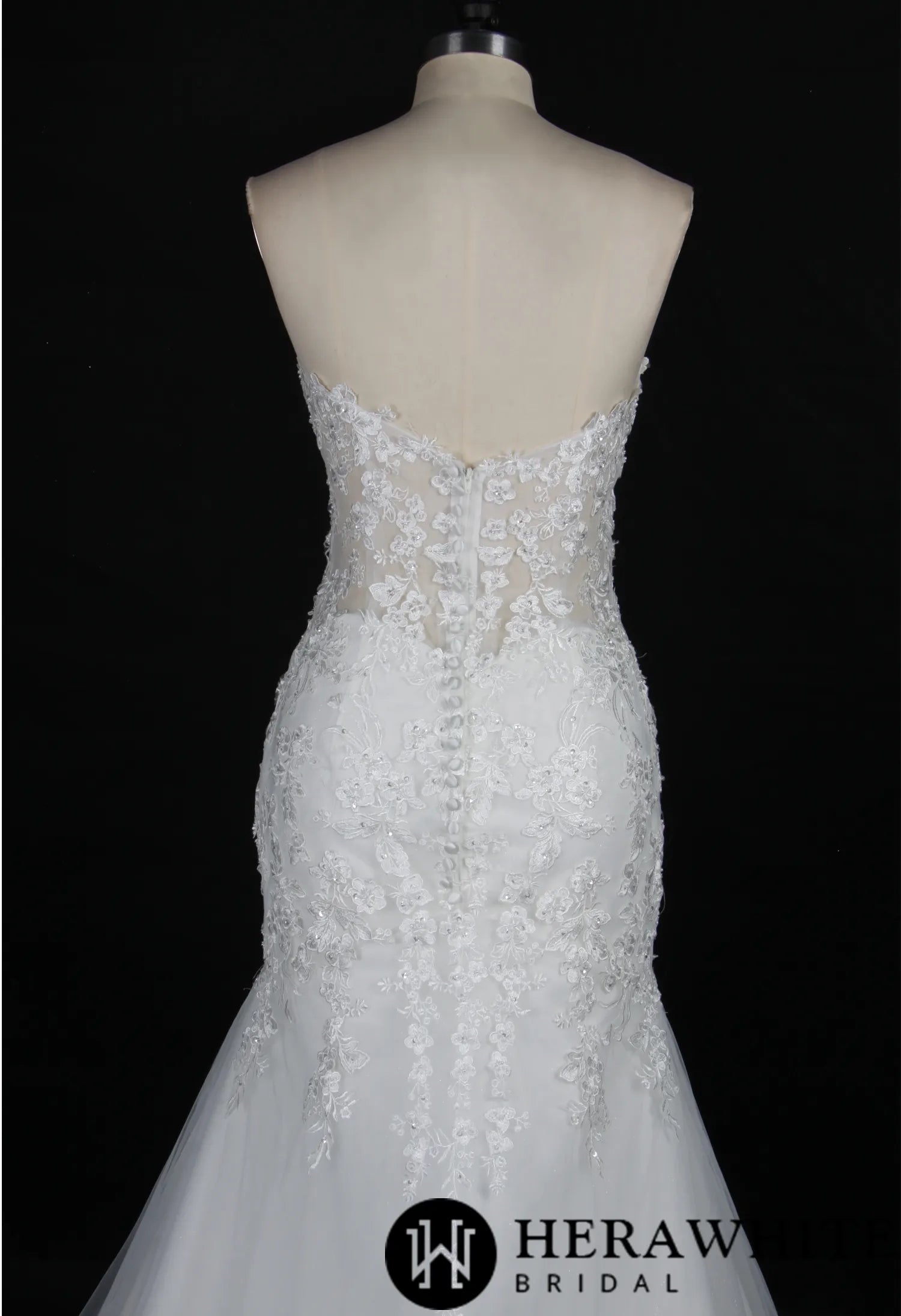 Illusion Beaded Lace Open Back Mermaid Wedding Gown