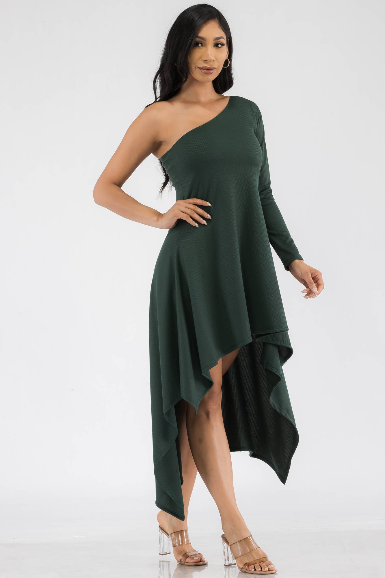 HH597R-SOL - One Shoulder High Low Maxi Dress