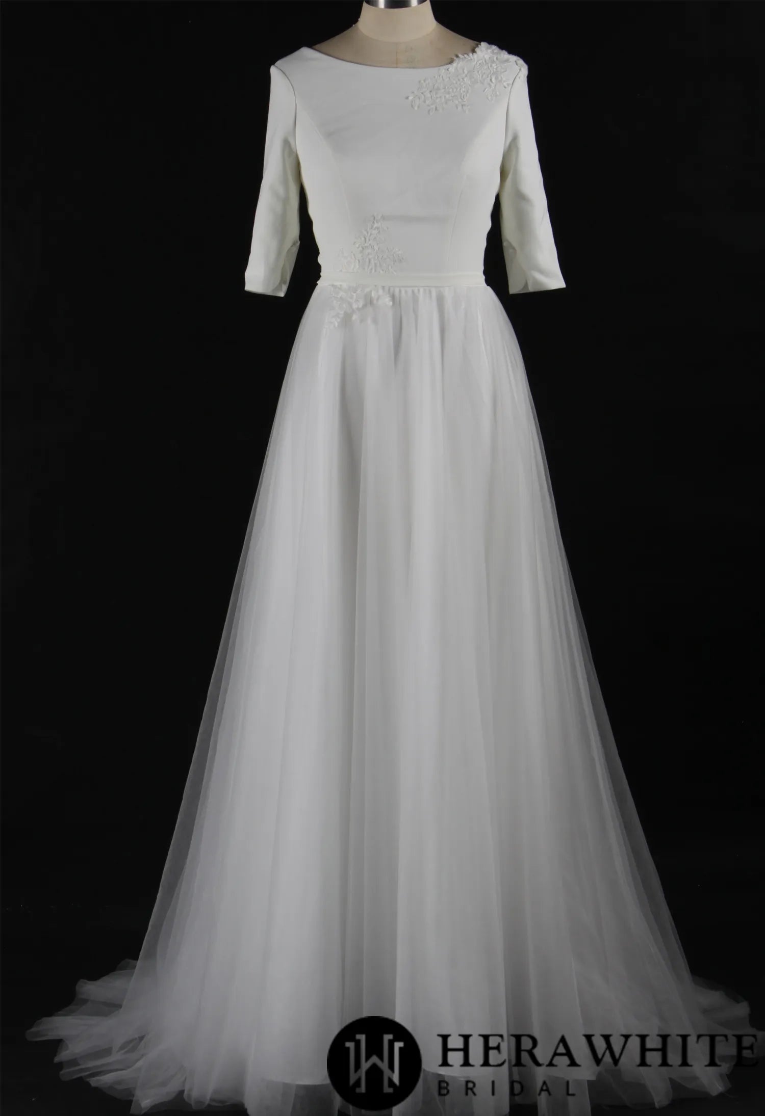 Simple Boho Half Sleeves A-Line Wedding Dress