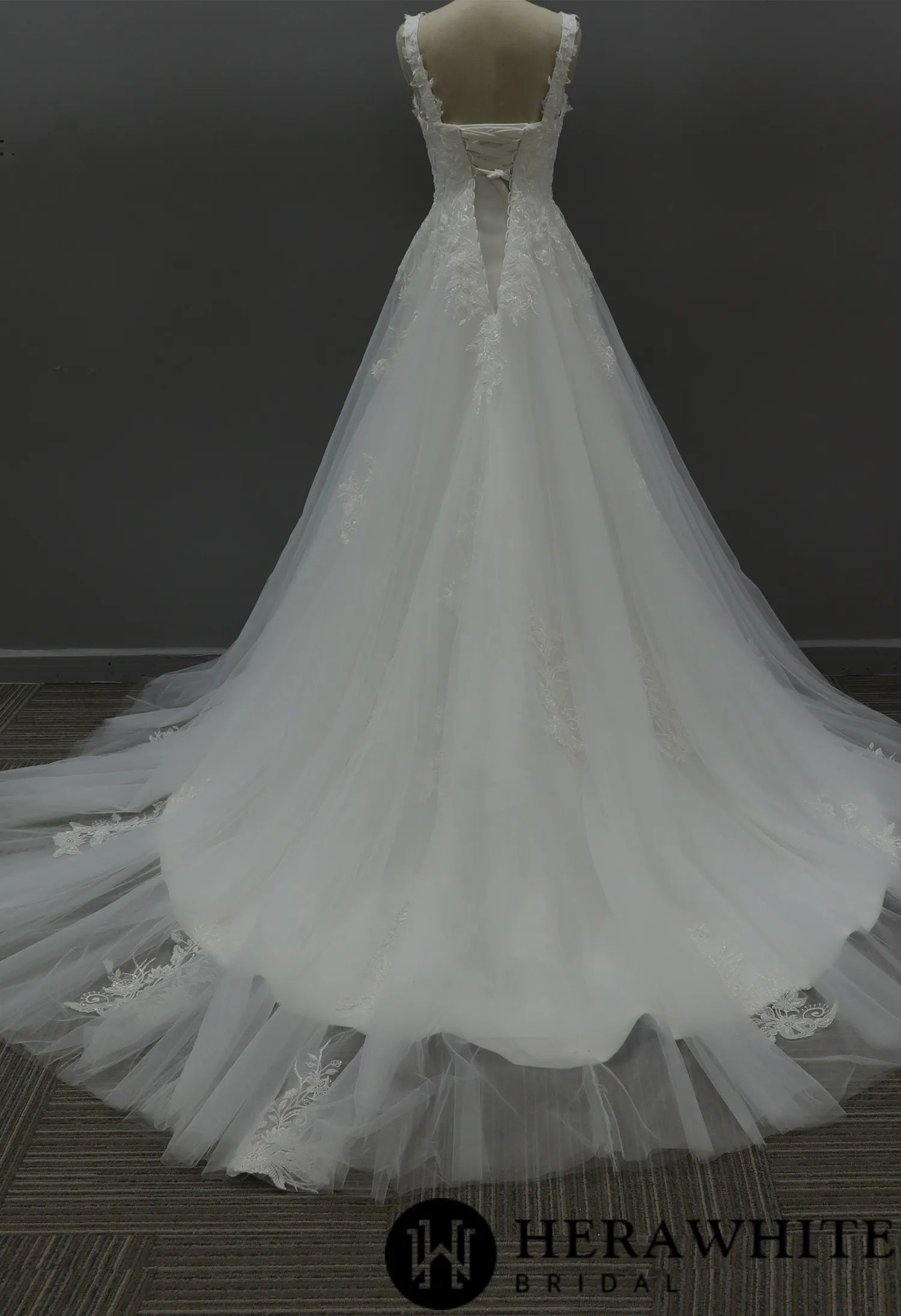 Classic Beaded Square Neckline Corset Wedding Dress