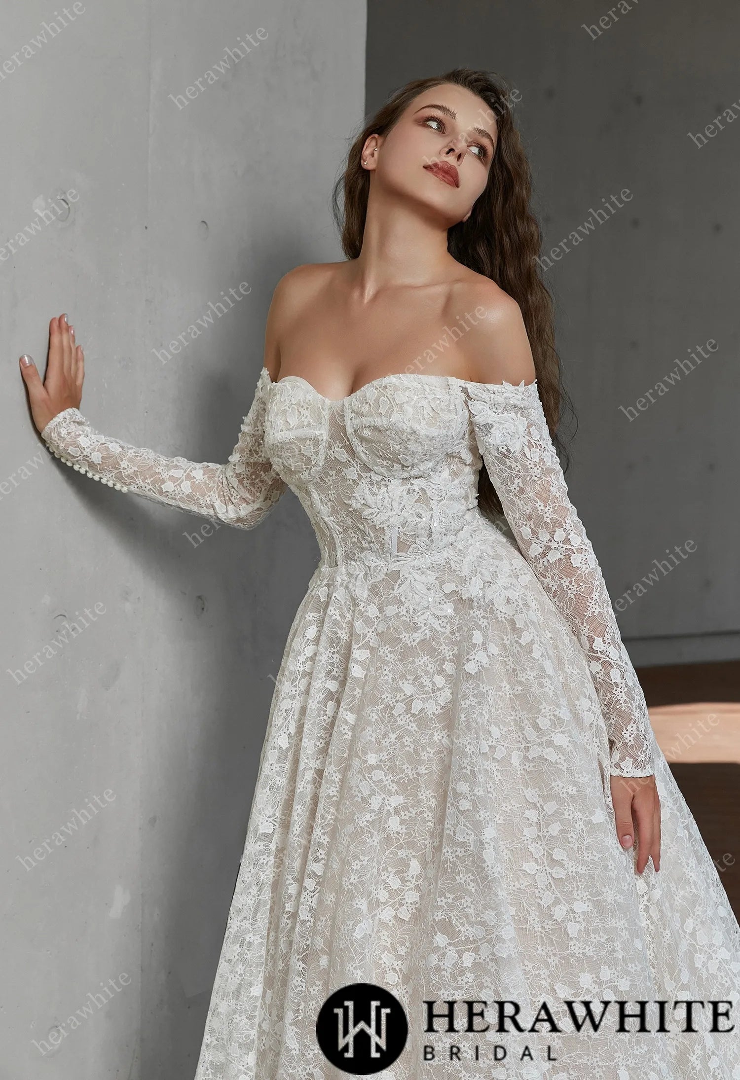 Grace Lace Sweetheart Wedding Dress with Corset Back