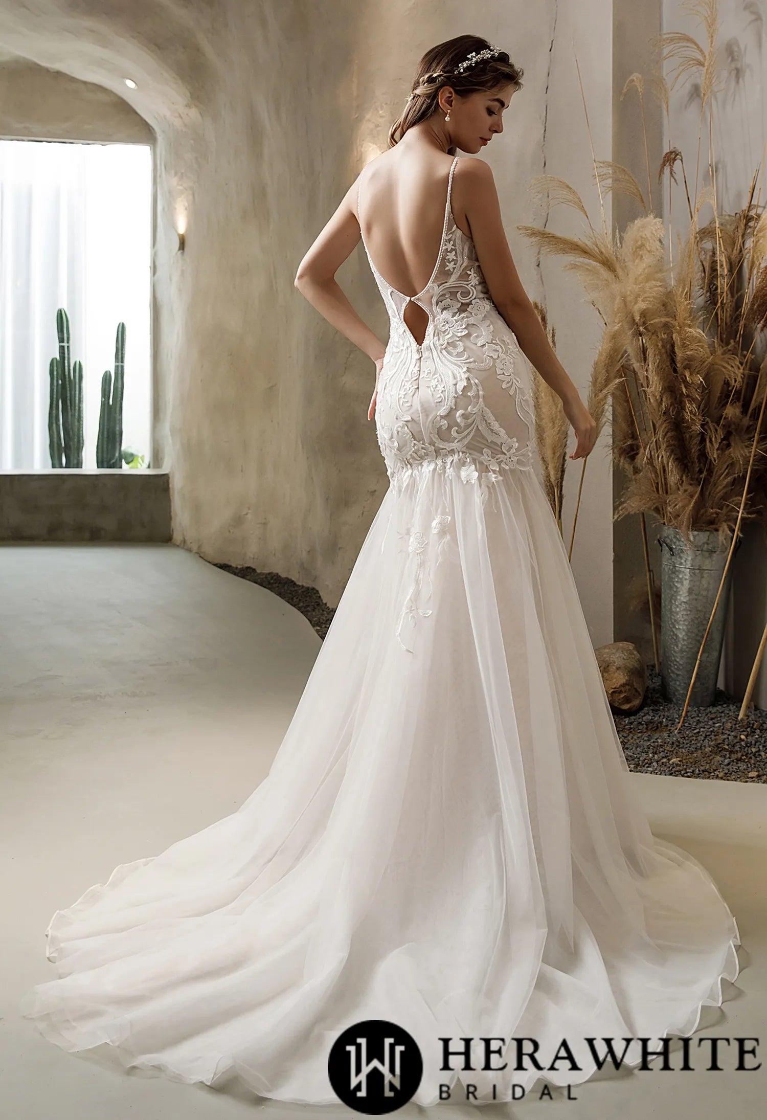 Elegant Mermaid Gown With Detachable Bell Sleeves