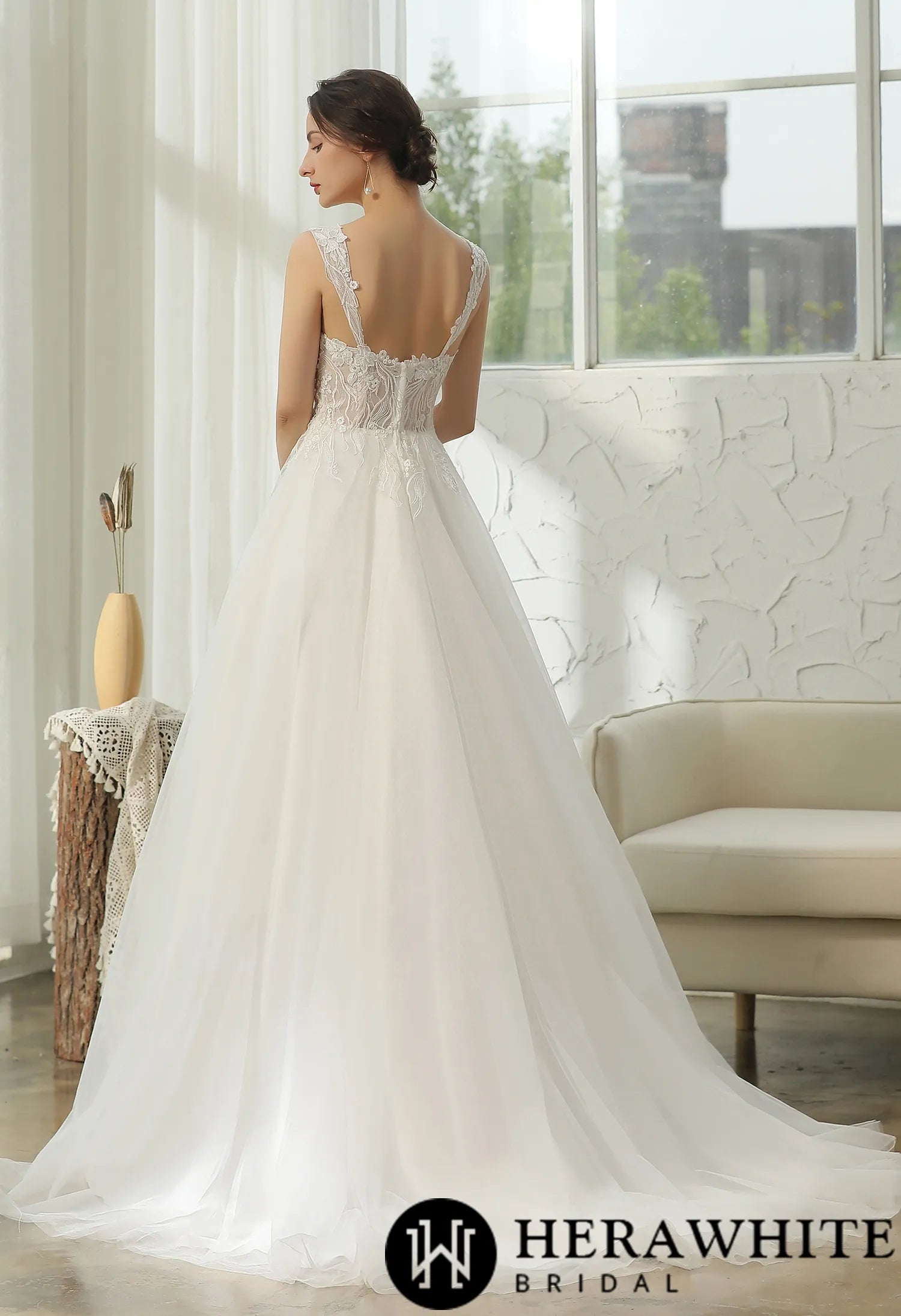 Cap Sleeve Wedding Dress With Glittery Appliqués