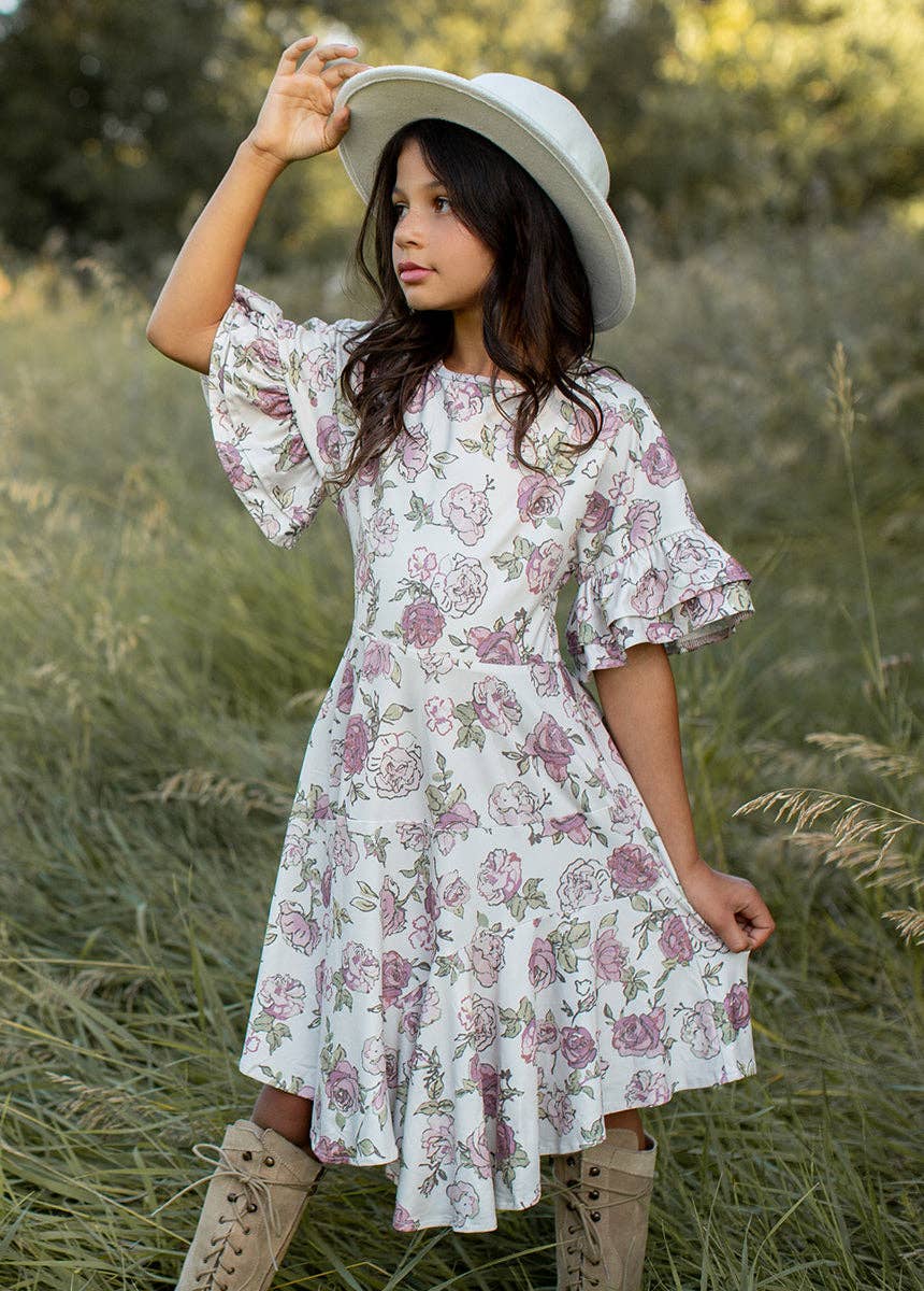 Kid's Emilia Dress in Boho Rose