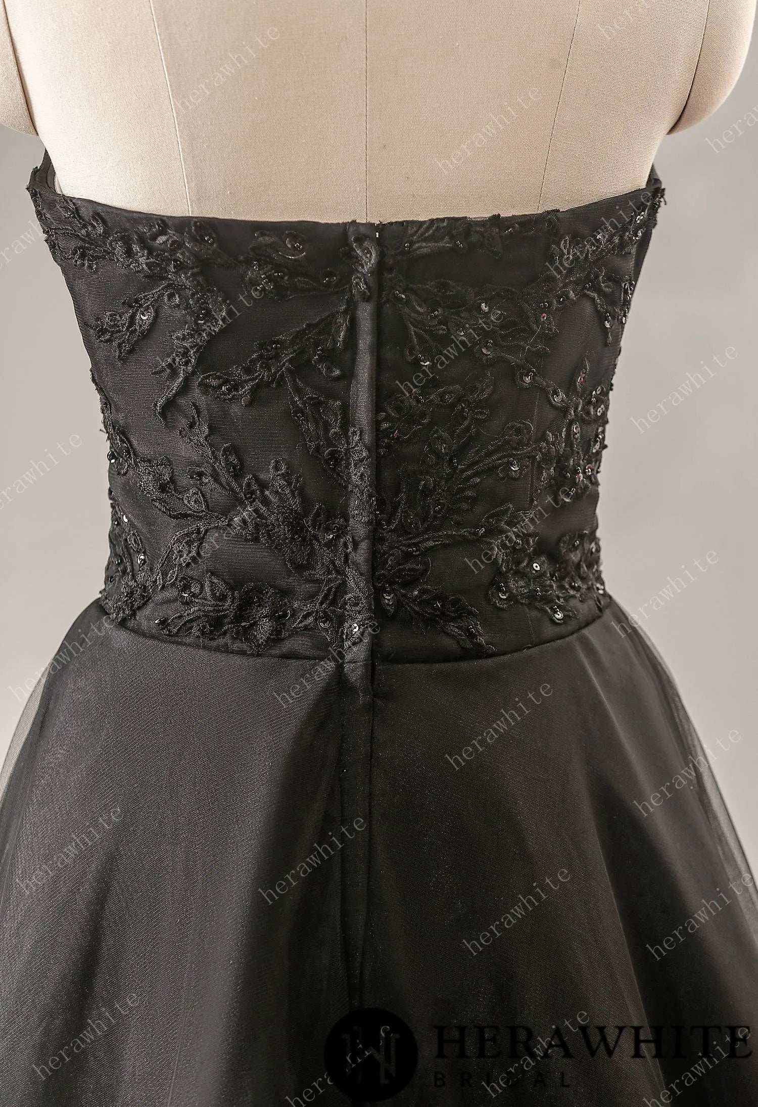 Black Strapless Wedding Dress with Sweetheart Neckline